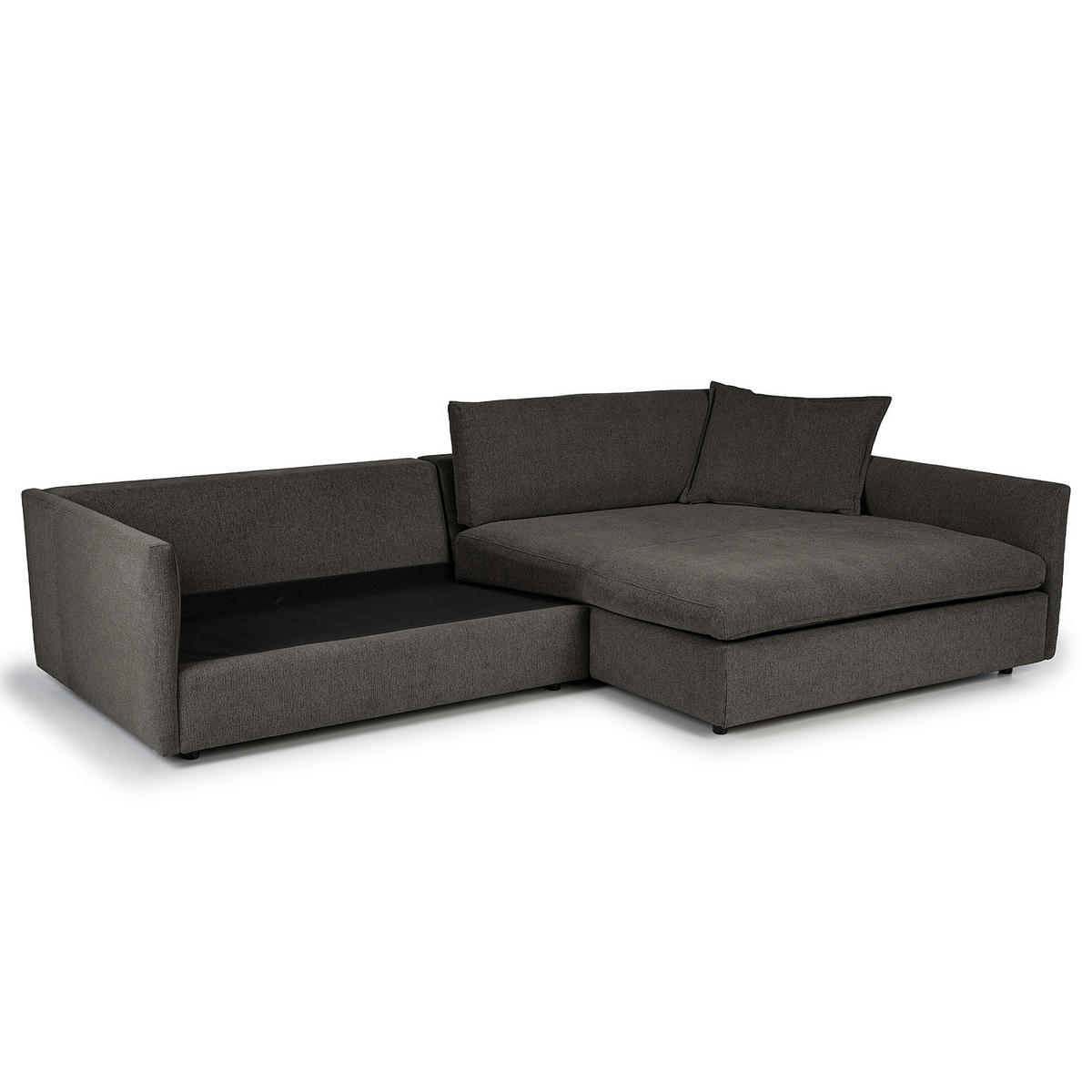 ECKSOFA mit Longchair - Anthrazit/Schwarz, Kunststoff/Textil (290/183cm) - home24