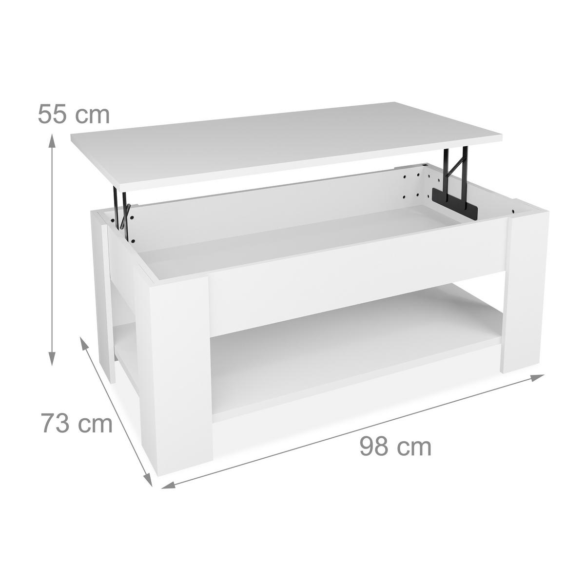 COUCHTISCH - Weiß, Holzwerkstoff/Metall (50/98/42cm) - Relaxdays