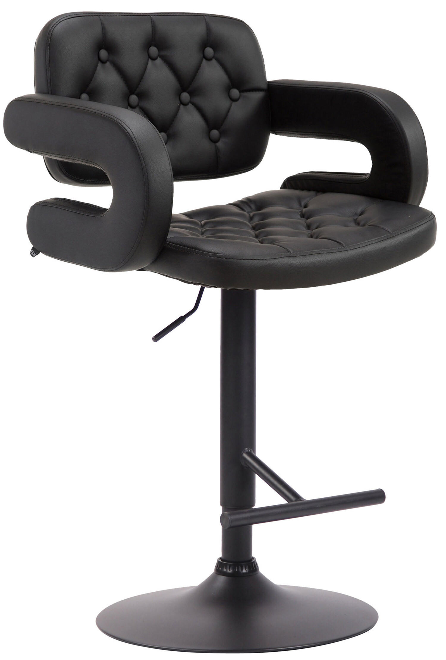 BARHOCKER Dubai, Gestell schwarz, Kunstleder schwarz, - Schwarz, Kunststoff/Textil (52/100/55cm) - TPFLiving