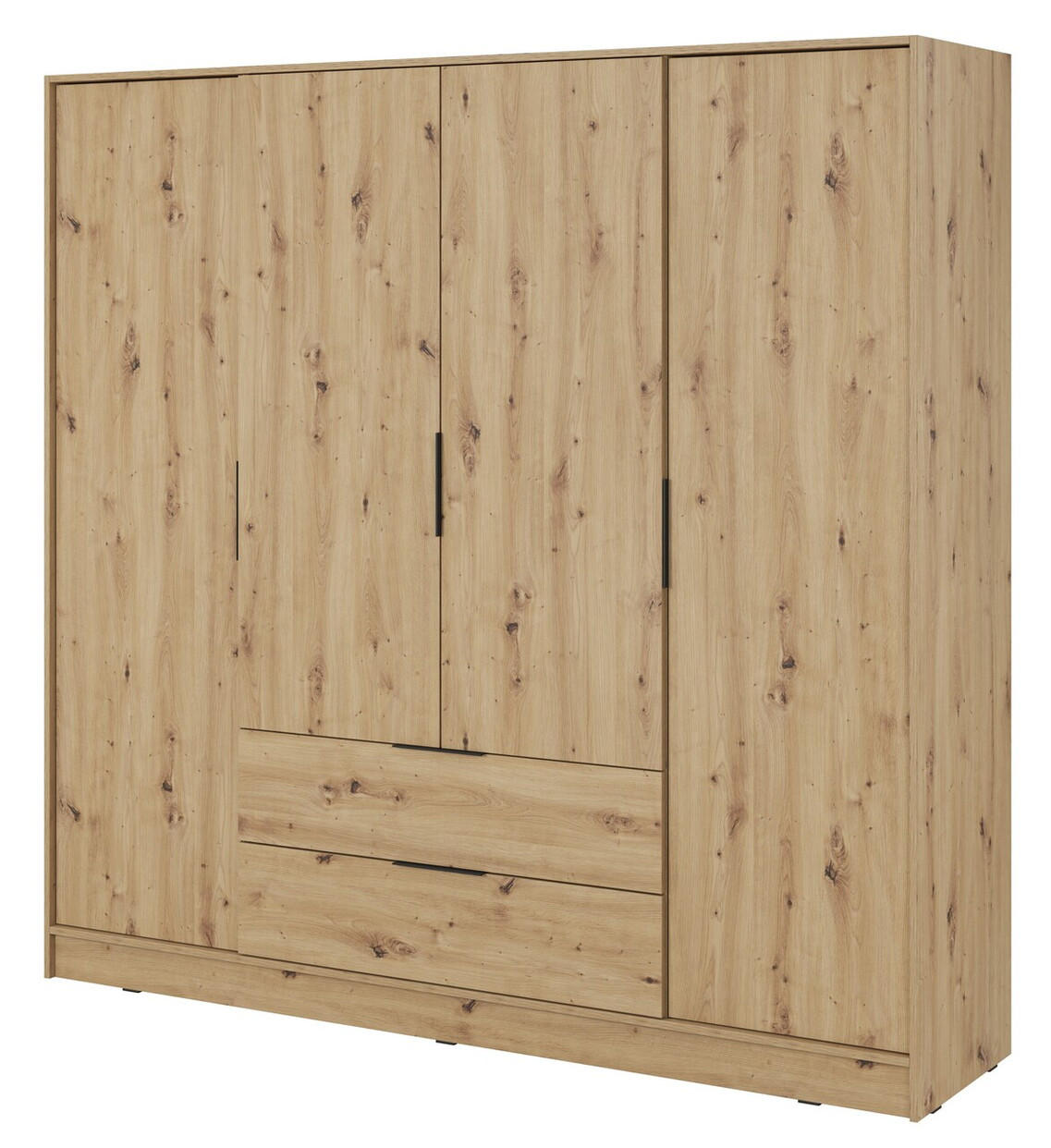 KLEIDERSCHRANK 206 cm Kalma, 4 Türen, 2 Schubladen, Eiche Artisan - Eiche Artisan, Holz (206/200/51cm) - Emporius