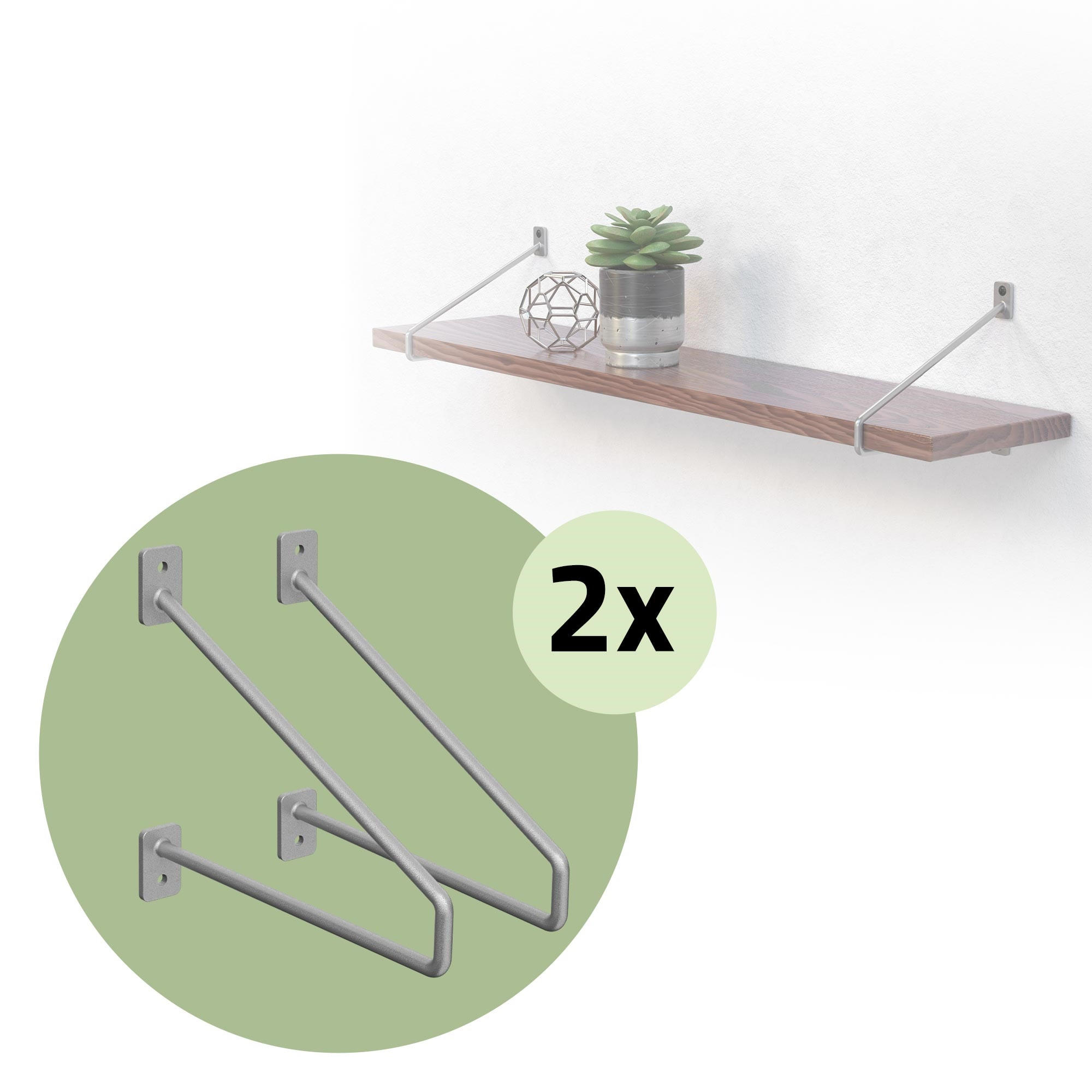 REGALHALTERUNG 2er Set 220mm Silber - Silberfarben, Metall (18/2.3/22cm) - ML-DESIGN
