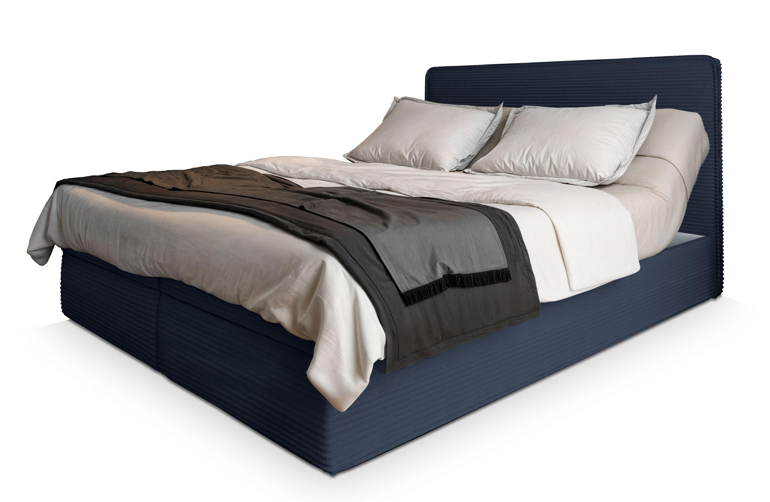 BOXBETT ASTOR 140x200 cm mit Matratze und Topper - Blau - Blau, Holz (140/200cm) - MASSENO