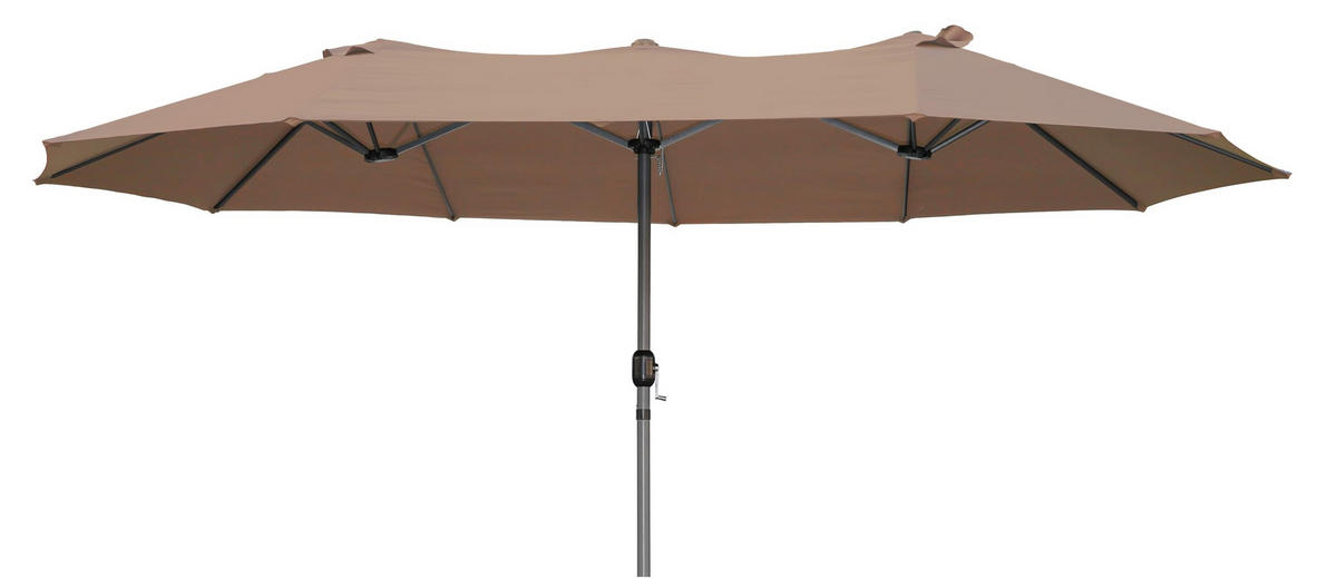 DOPPEL-SONNENSCHIRM Winda Hellbraun Gartenschirm - Hellbraun, Kunststoff (265/460cm) - DELUKE