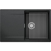 SPÜLBECKEN San Francisco, 2-er set Anthrazit 78/50 cm 1 Becken + Ablauf-Set + Aufrollbare Abtropffläche ab 50er Unterschrank - Chromfarben/Anthrazit, Kunststoff (78/20/50cm) - Primagran