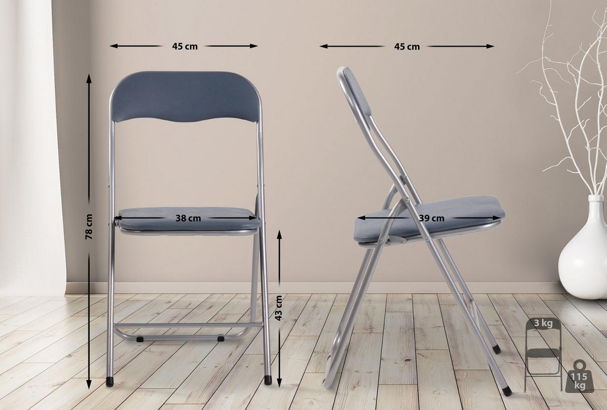 BESUCHERSTUHL Lederlook grau/silber - Silberfarben/Grau, Textil/Metall (45/78/45cm) - CLP