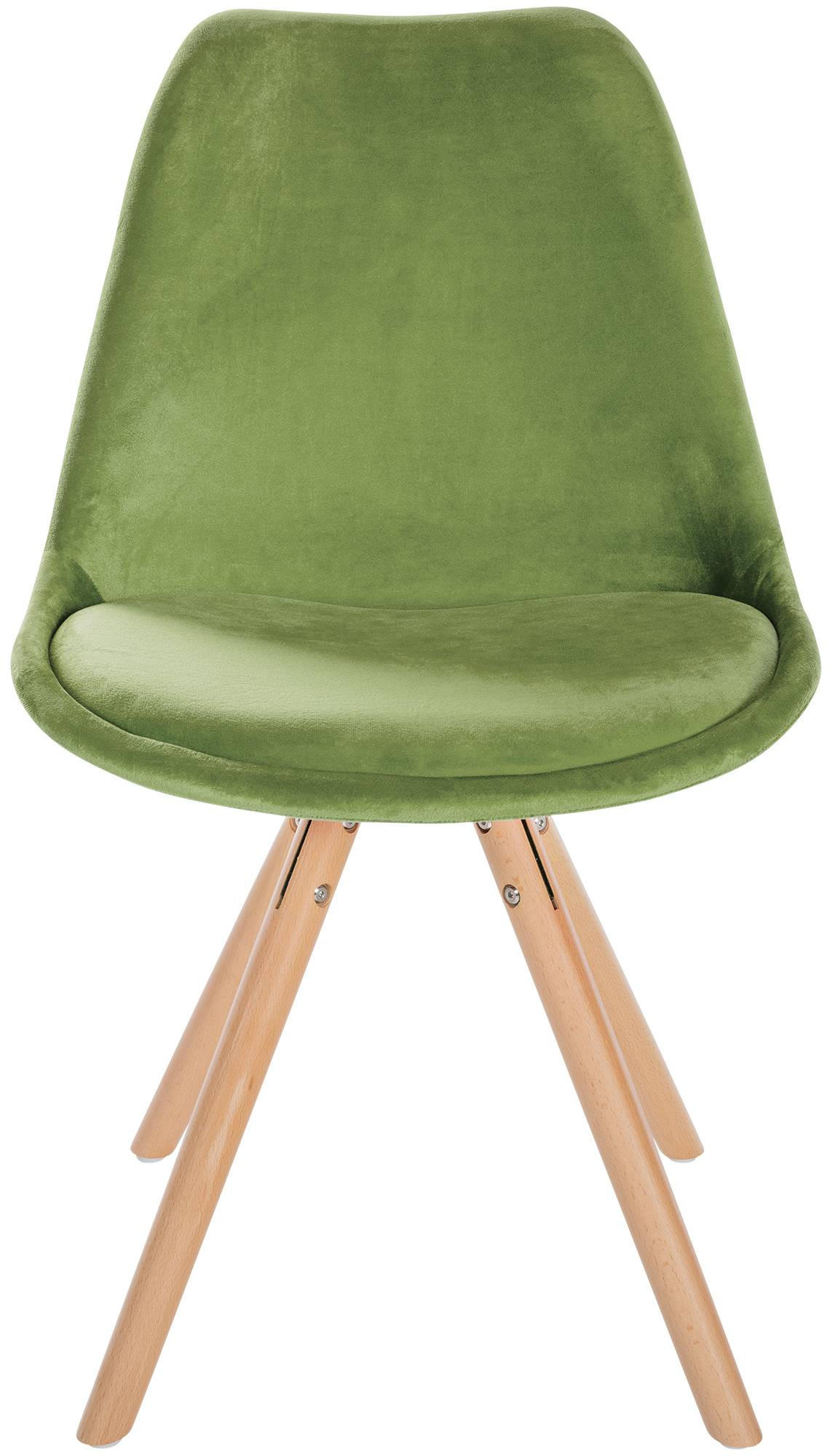 STUHL Samt hellgrün - Eukalyptusholzfarben/Hellgrün, Holz/Textil (48/81/54cm) - CLP