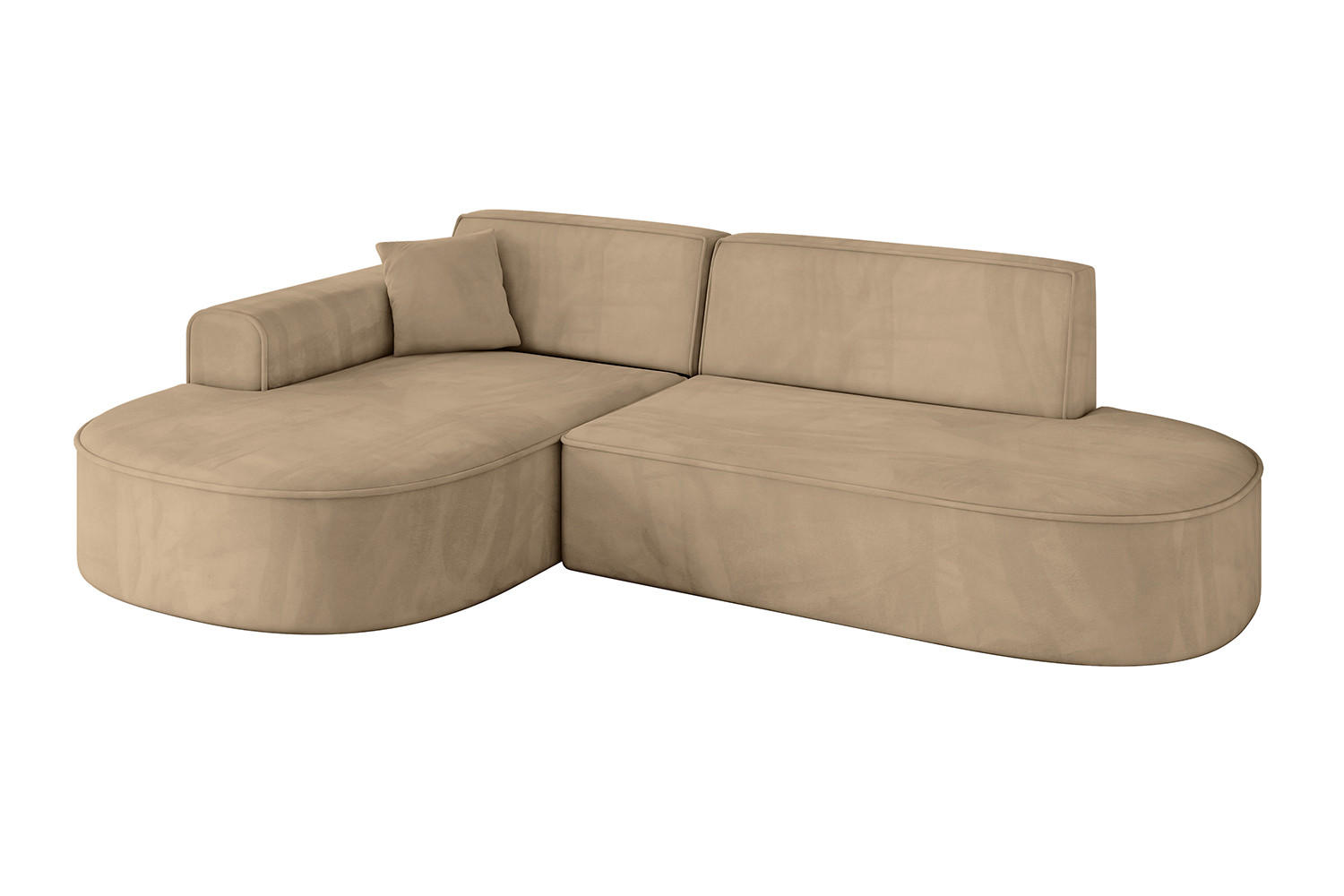 ECKSOFA Ottomane Links MARI-L1 - 243x171x79 cm Taupe Velours - Taupe/Schwarz, Holzwerkstoff/Kunststoff (243/171cm) - ALTDECOR