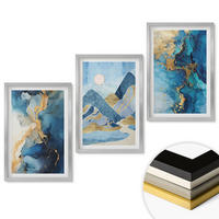 WANDBILDER 3er Set - 40x60 cm Silberner Rahmen - Abstrakte Muster der Blue Mountains - Silberfarben, Kunststoff (40/60cm) - ArtPrintCave