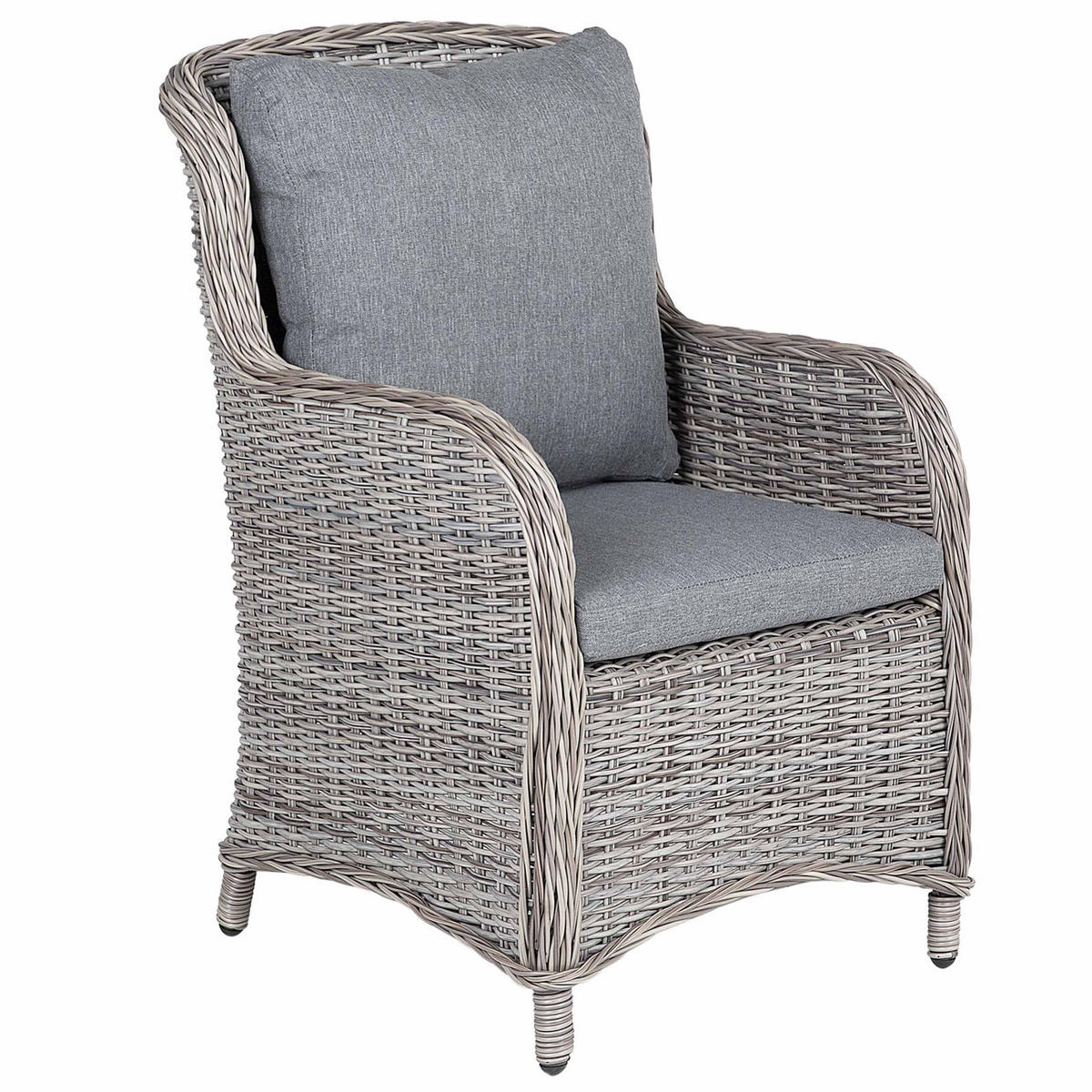 GARTENSESSEL 2er-Set PE Rattan grau Cascais - Grau, Kunststoff (60/96/73cm) - Beliani