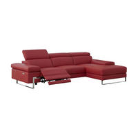 ECKSOFA Lete Echtleder mit 1 x Relaxfunktion Rot - Rot, Leder/Metall (160/232cm)