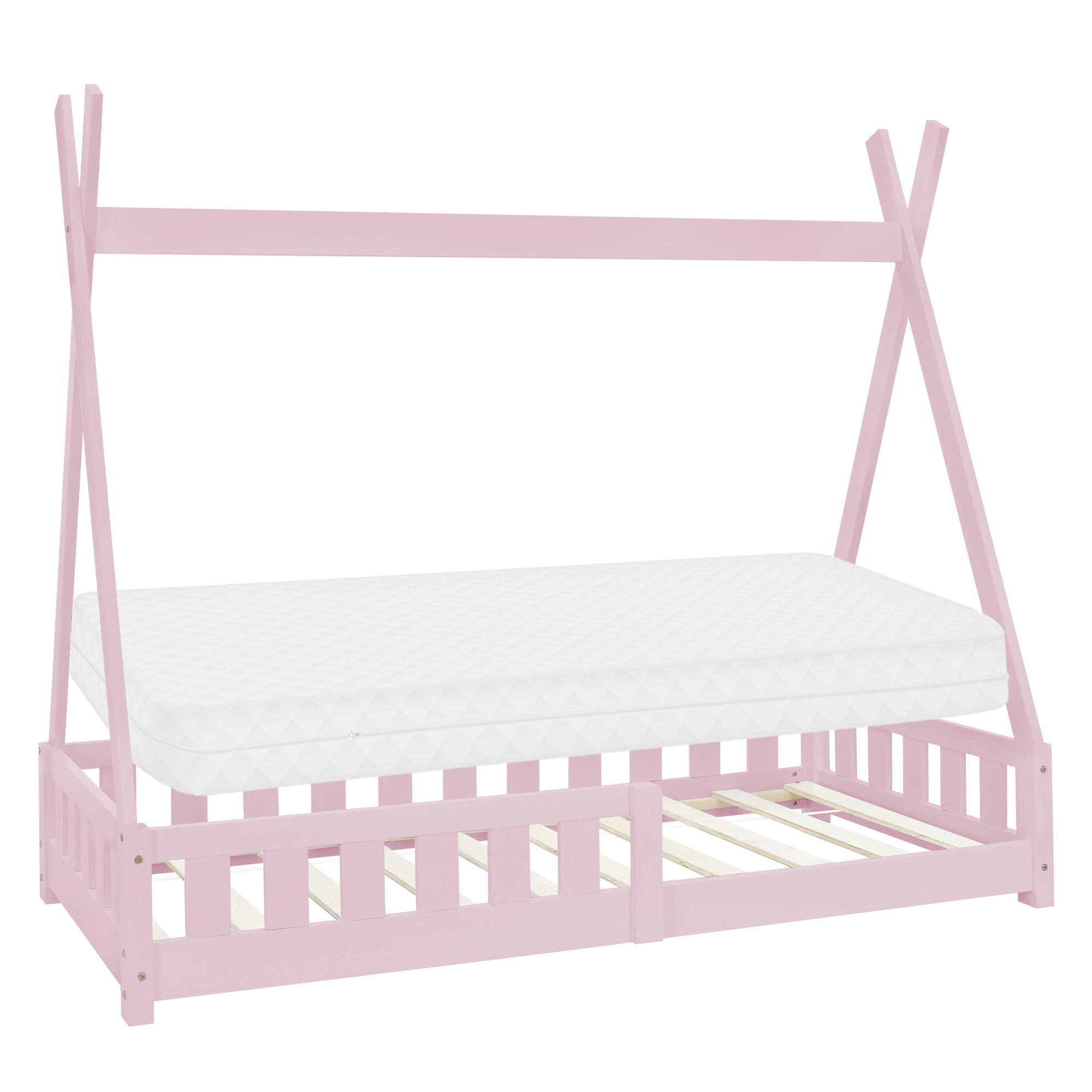 KINDERBETT Tipi mit Matratze 80x160 cm Rosa - Pink, Holz (80/160cm) - ML-DESIGN