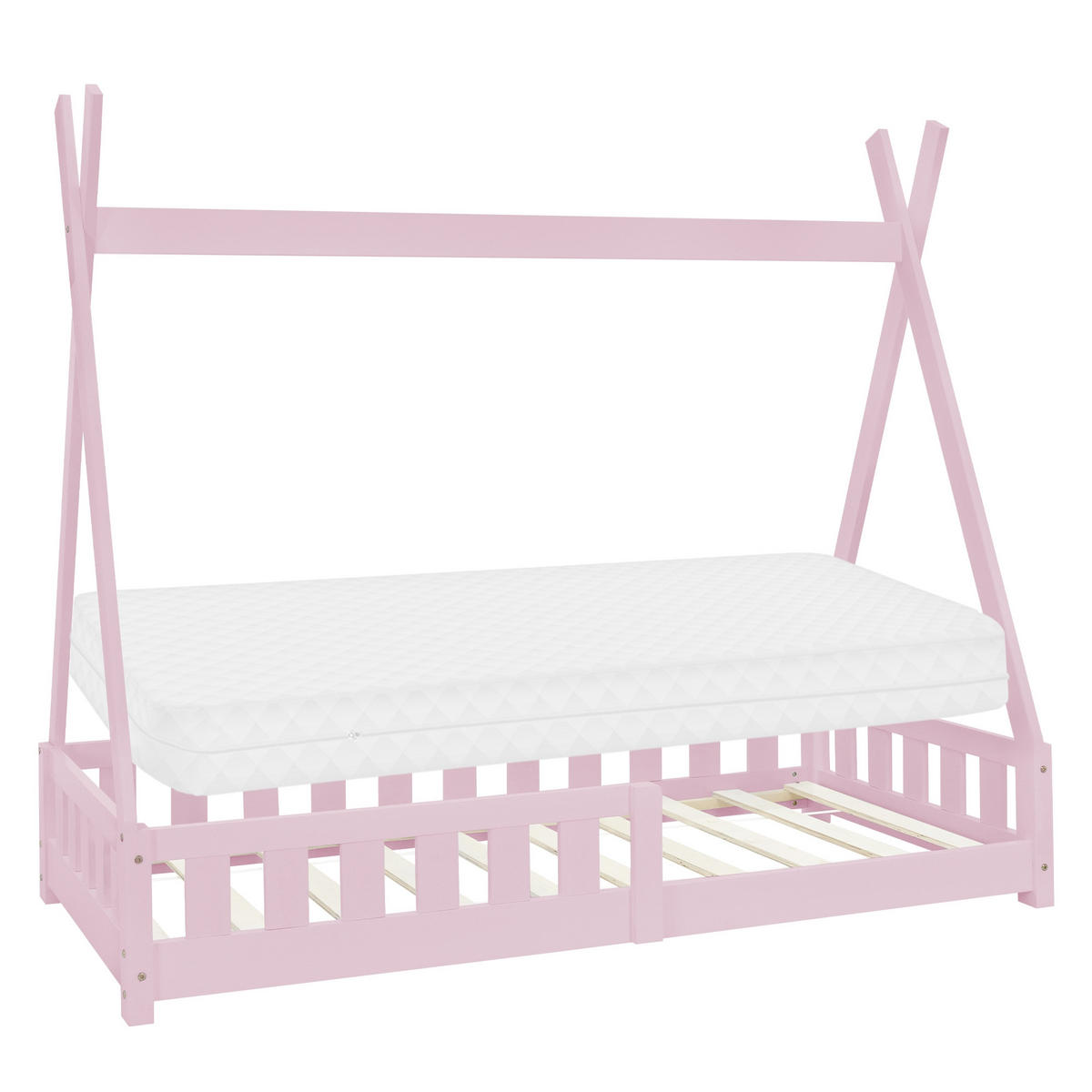 KINDERBETT Tipi mit Matratze 80x160 cm Rosa - Pink, Holz (80/160cm) - ML-DESIGN