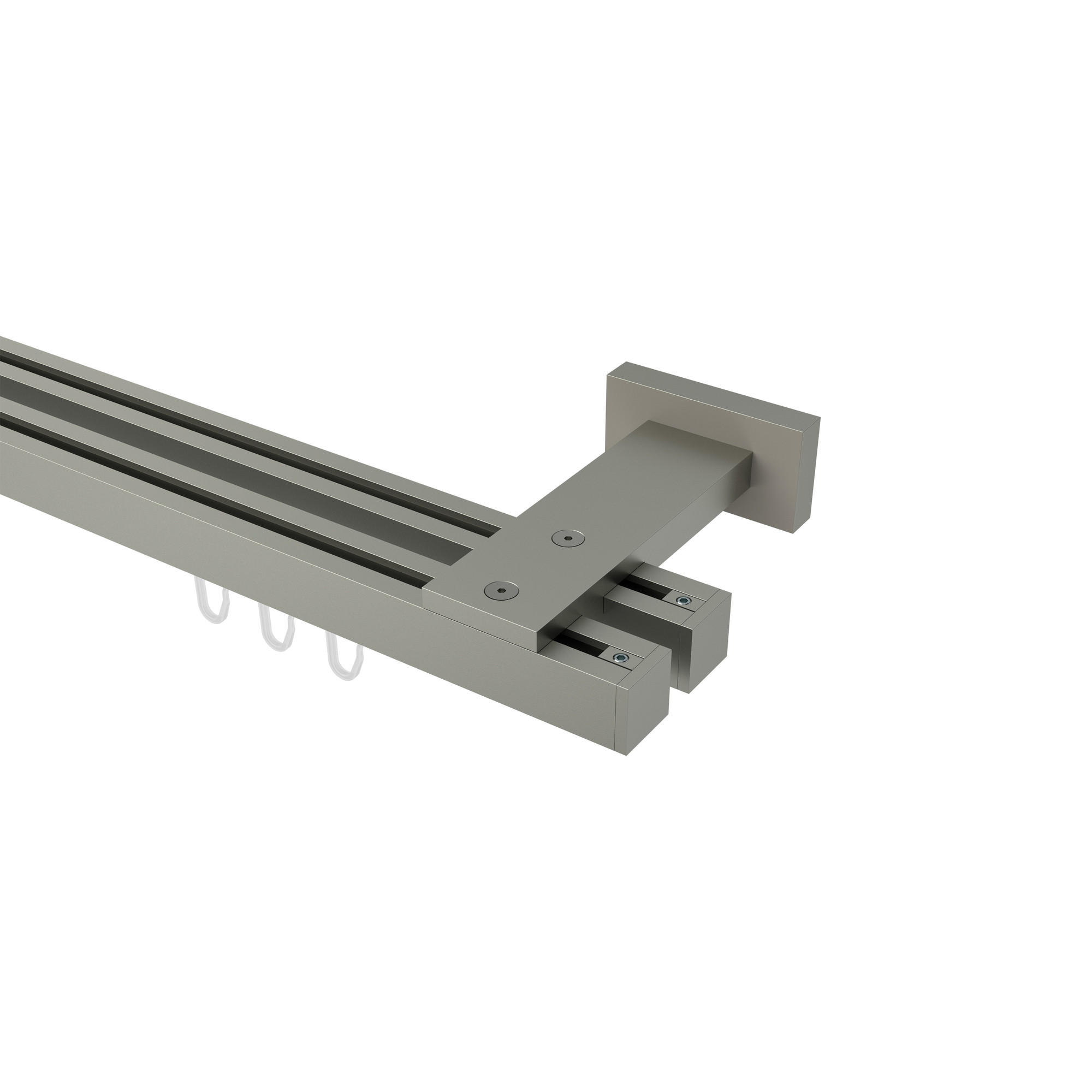 GARDINENSTANGE INNENLAUF Quadline Sono 100 cm, 2-läufig, 20x20 mm Satin-Silber - Silberfarben, Metall (100cm) - INTERDECO