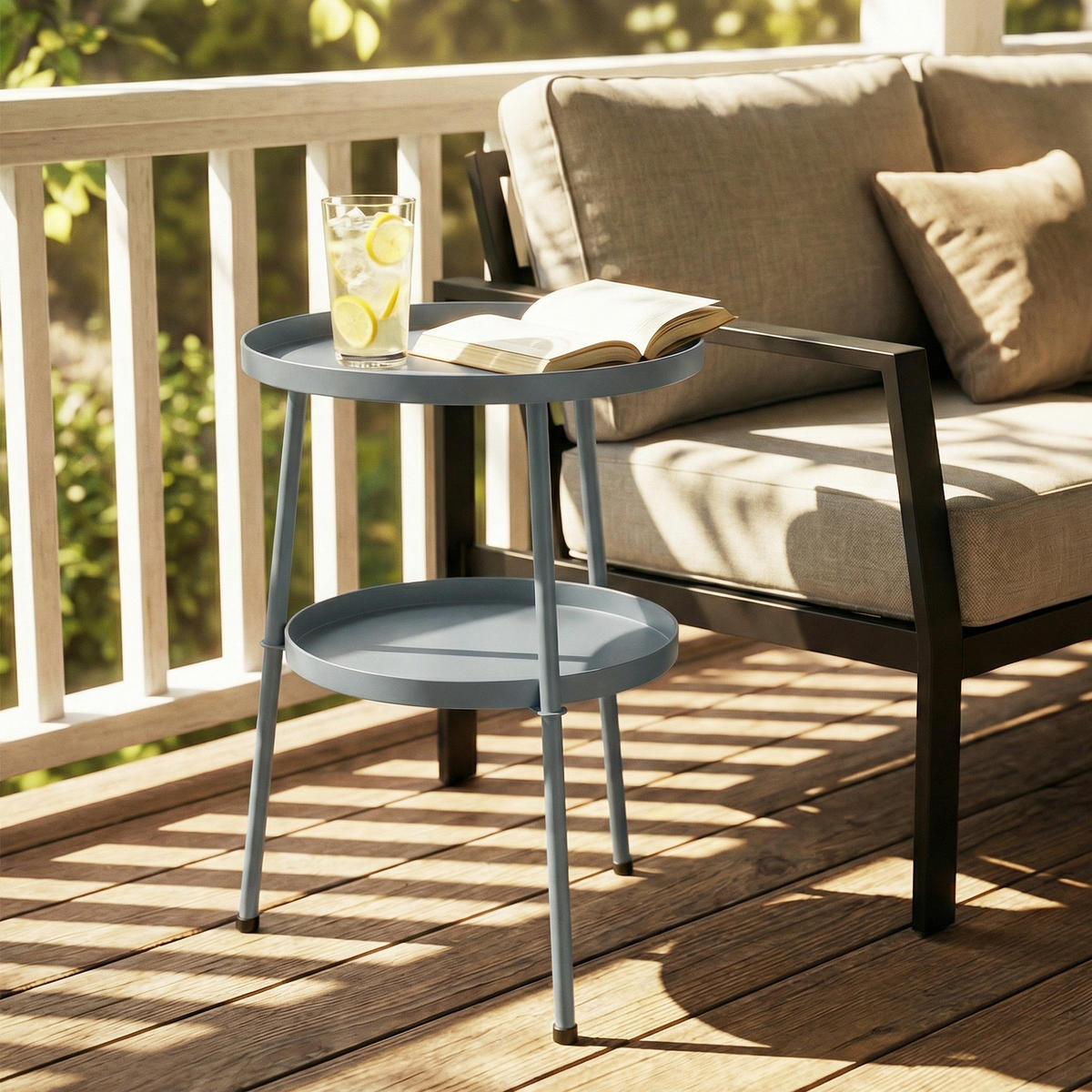 OUTDOOR-BEISTELLTISCH Metall Kunststoff Dunkelgrau - Dunkelgrau, Metall (36/36/53cm) - Outsunny