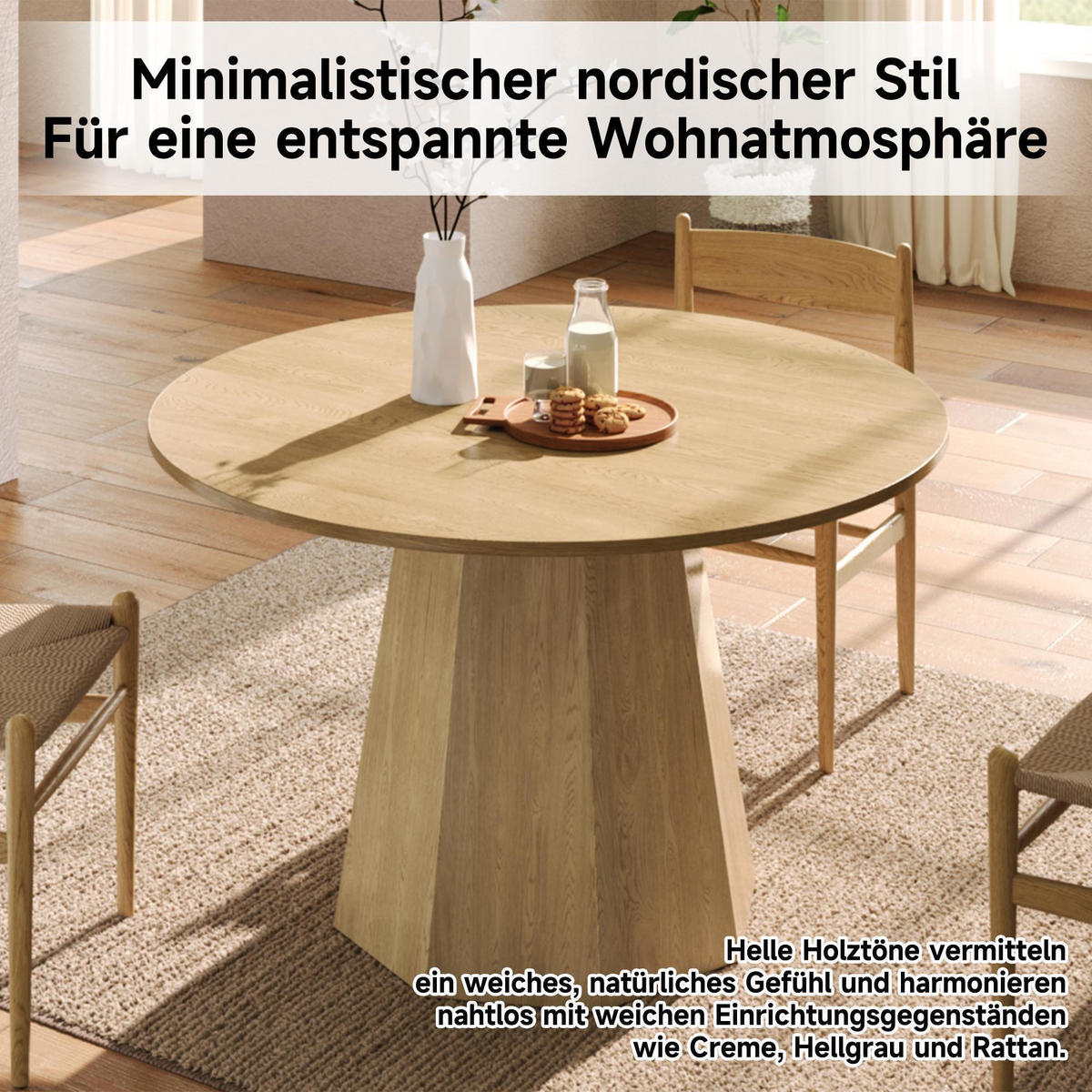 ESSTISCH 120 x 120 cm für 4-6 Personen in Eichenfarbe - Alteiche, Holz (120/120/75cm) - KOMHTOM