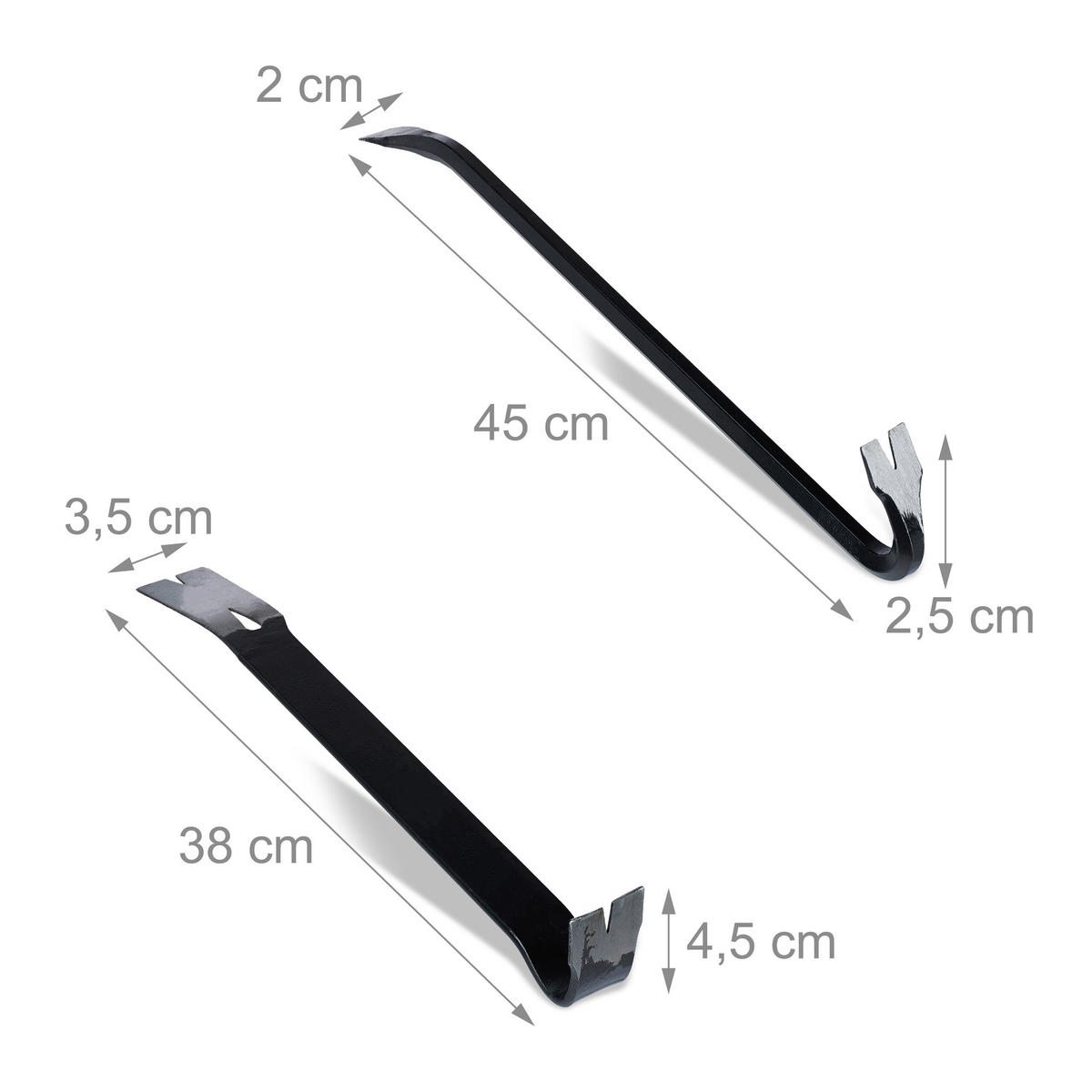 2-TLG.BRECHEISEN-SET - Schwarz, Metall (1.5/45/2.5cm) - Relaxdays