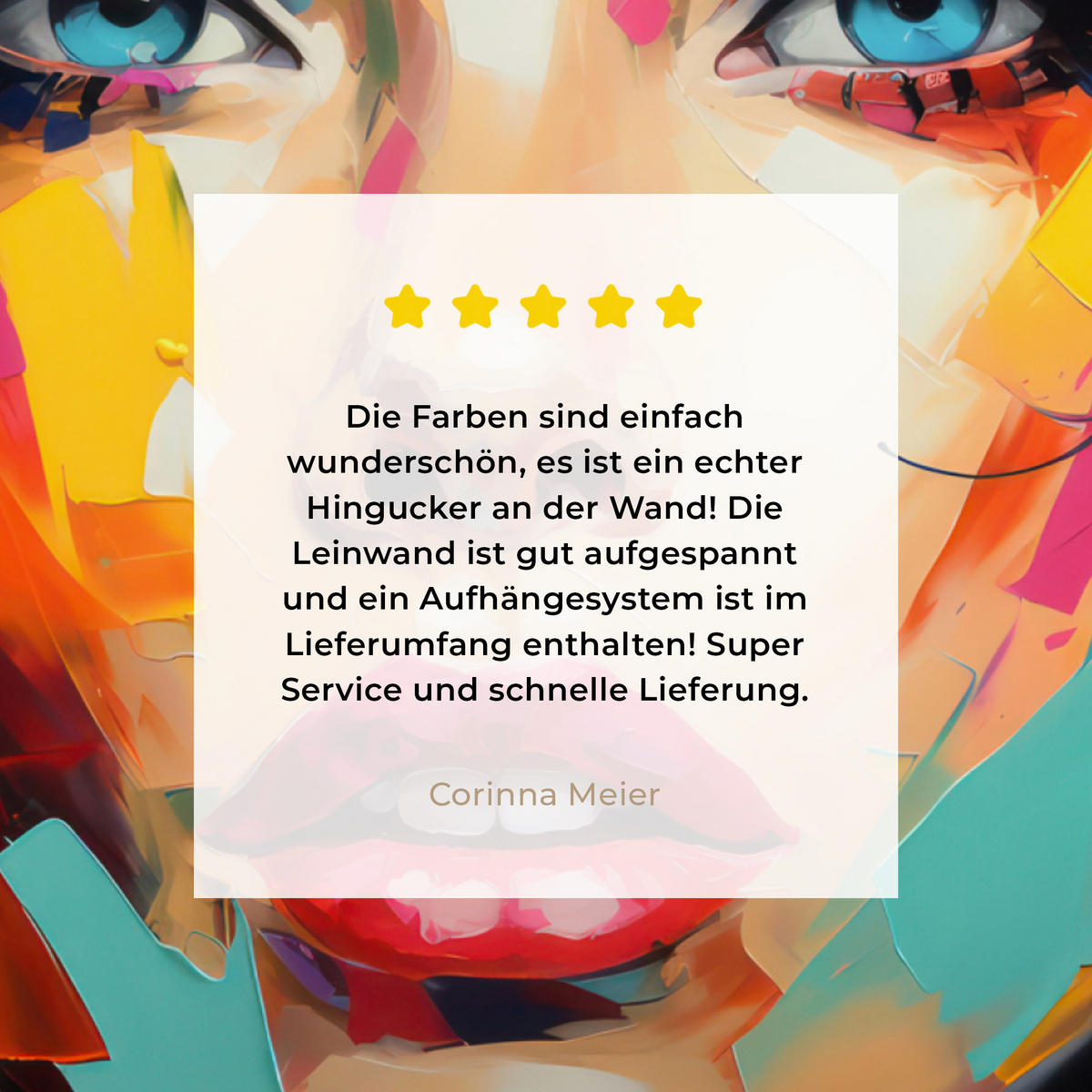 LEINWANDBILD Frau - Porträt - Farbenfroh - Kunst 50x50 cm - Multicolor, Textil (50/50cm) - MuchoWow