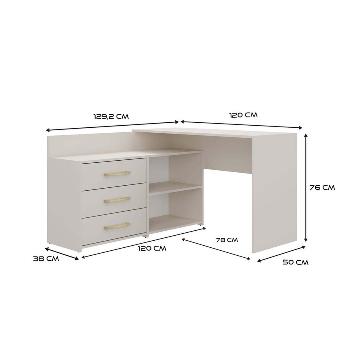 SCHREIBTISCH Kaschmir Beige 120/76/50 - Kaschmir, Holzwerkstoff (50/120/76cm) - RAUMHIRSCH FURNITURE