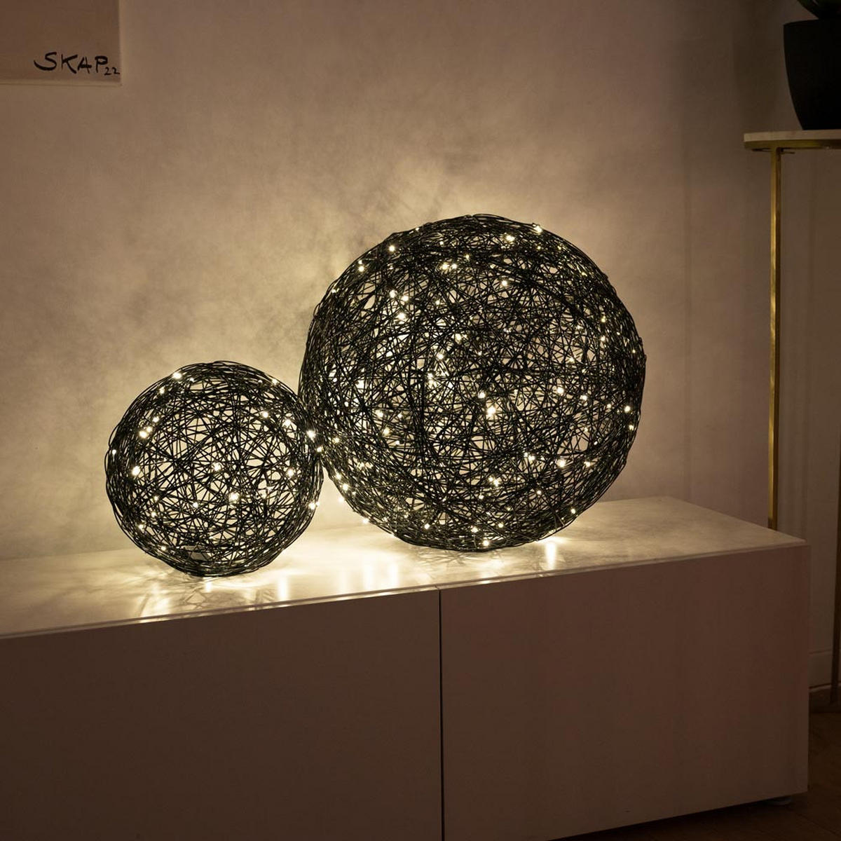 LED-AUSSENKUGEL Mesh Schwarz Ø 30cm - Schwarz, Metall (30/30/30cm) - s.luce