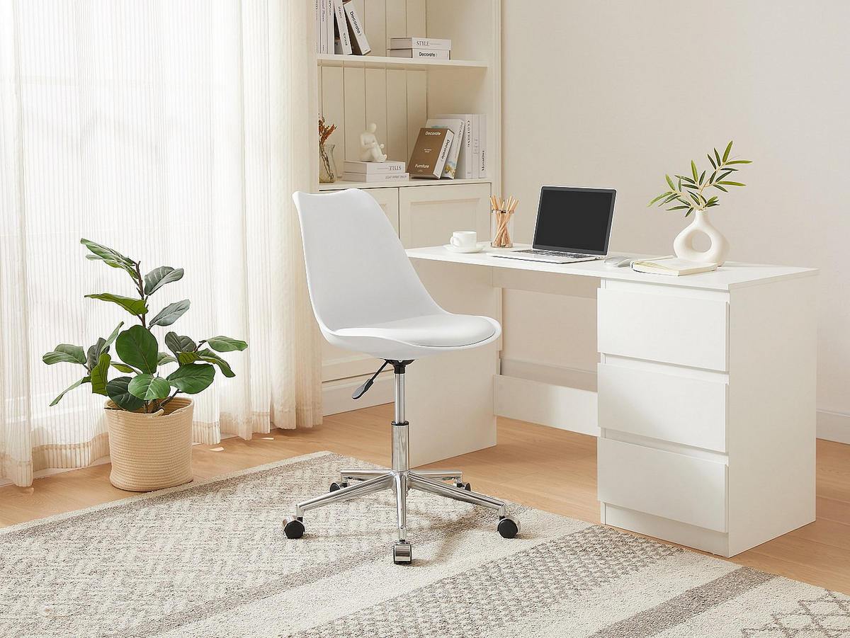 BÜROSTUHL ohne Armlehnen - 49 cm x 57 cm - plastik - weiß Xafy - Weiß, Kunststoff (49/92/57cm) - Vente-Unique