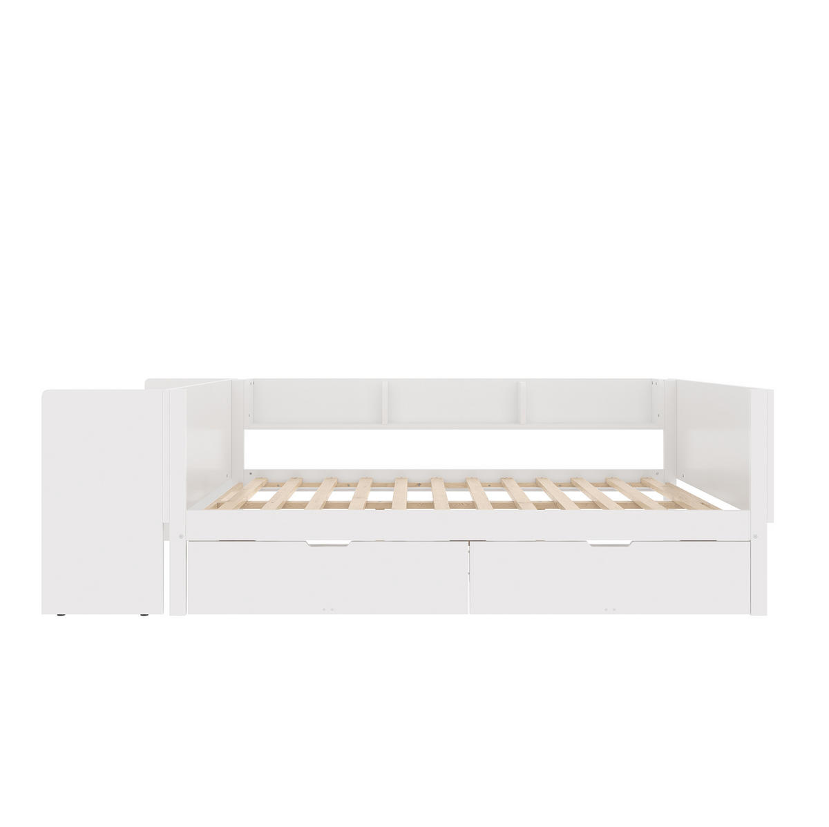 KINDERBETT Liegefläche 140/200 cm mit Schreibtisch, Regalen und 2 Schubladen - Weiß, Holz (140/200cm) - BEAOK