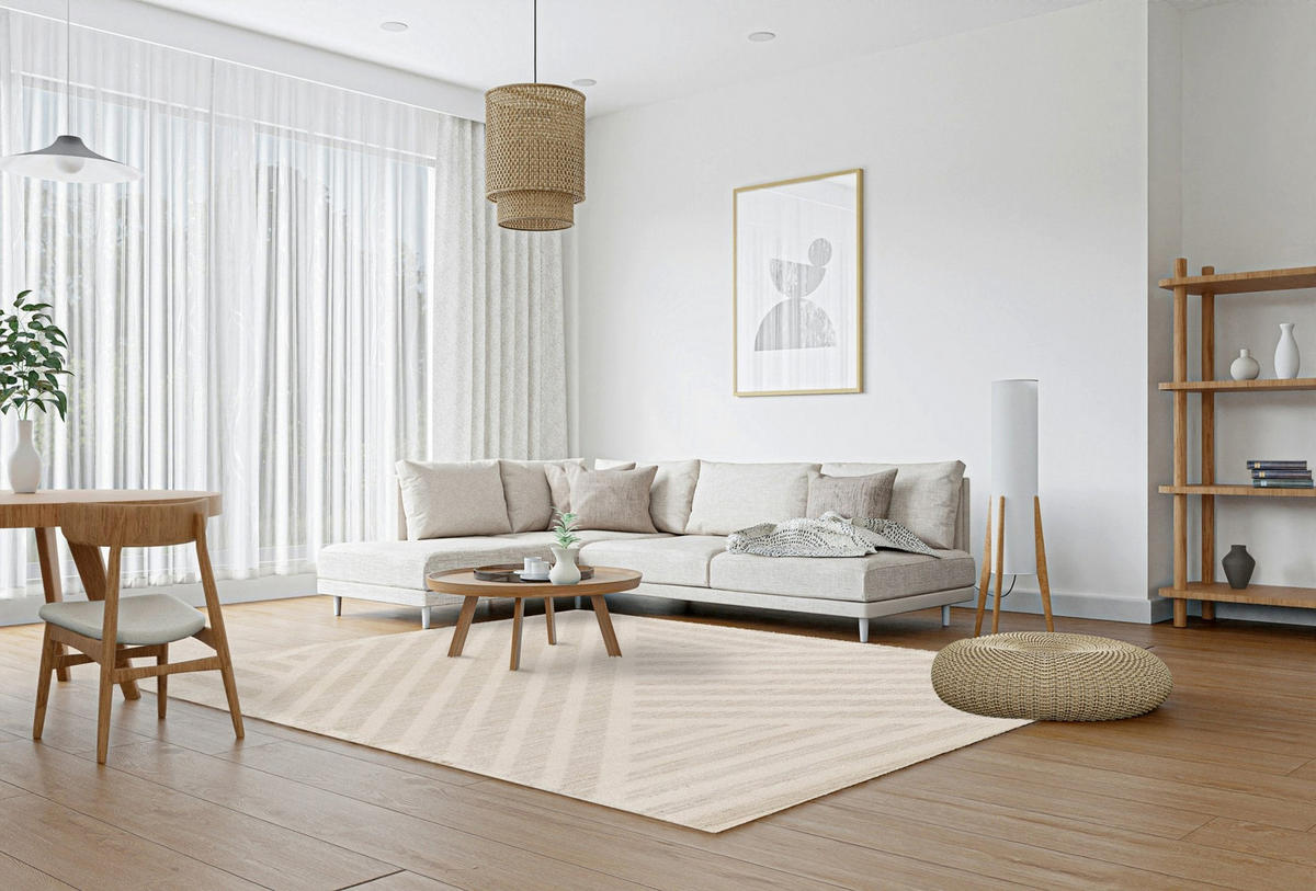 TEPPICH ultraweich skandinavischer Stil beige - Beige, Textil (120/170cm) - AFK Living