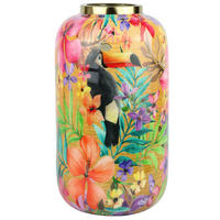 VASE Paradise Bird Tropenmotiv - Multicolor, Metall (30.5cm) - FURNARO