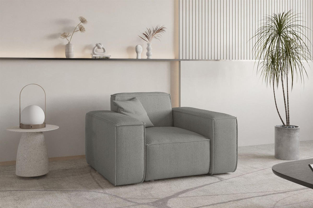 SESSEL Celes Premium Stoff Scala - Grau, Holzwerkstoff/Textil (121/73/88cm) - Fun Möbel