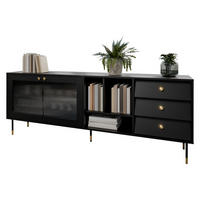 SIDEBOARD Valerio 200 - Goldfarben/Schwarz, Holzwerkstoff/Kunststoff (200/75/39cm) - MIRJAN24