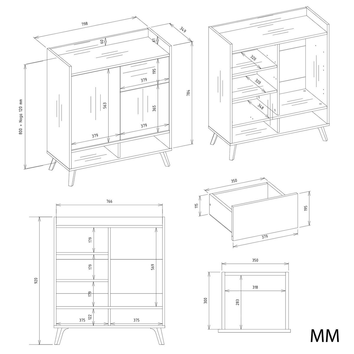 KOMMODE Kim - Weiß, Holzwerkstoff (80/92/35cm) - kommodly