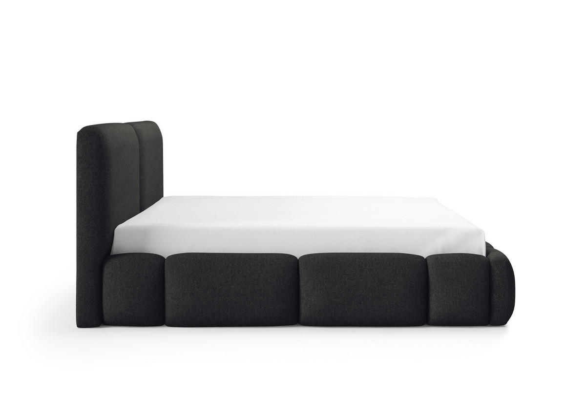 POLSTERBETT ARDELLO mit Beinen mit Bettkasten,Bett 160x200,Doppelbett,Lattenrost,Boxspringbett-Optik,ohne Matratze,Schlafzimmer-Grau - Schwarz, Holz (180/200cm) - Furnistar