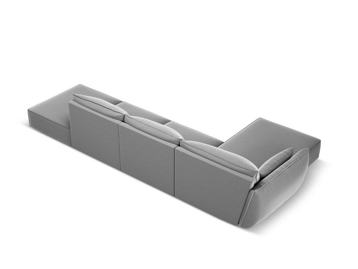ECKSOFA links Kaelle aus Samt grau 5 Sitzplätze - Grau, Textil (171/364cm) - Micadoni
