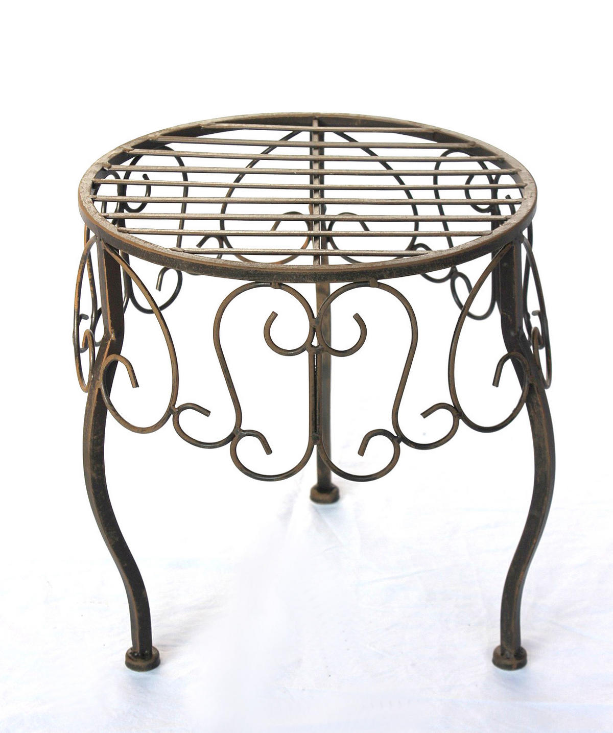 BLUMENHOCKER Rund Metall Braun 35 cm 140129 XL - Braun, Metall (32/35/32cm) - DanDiBo