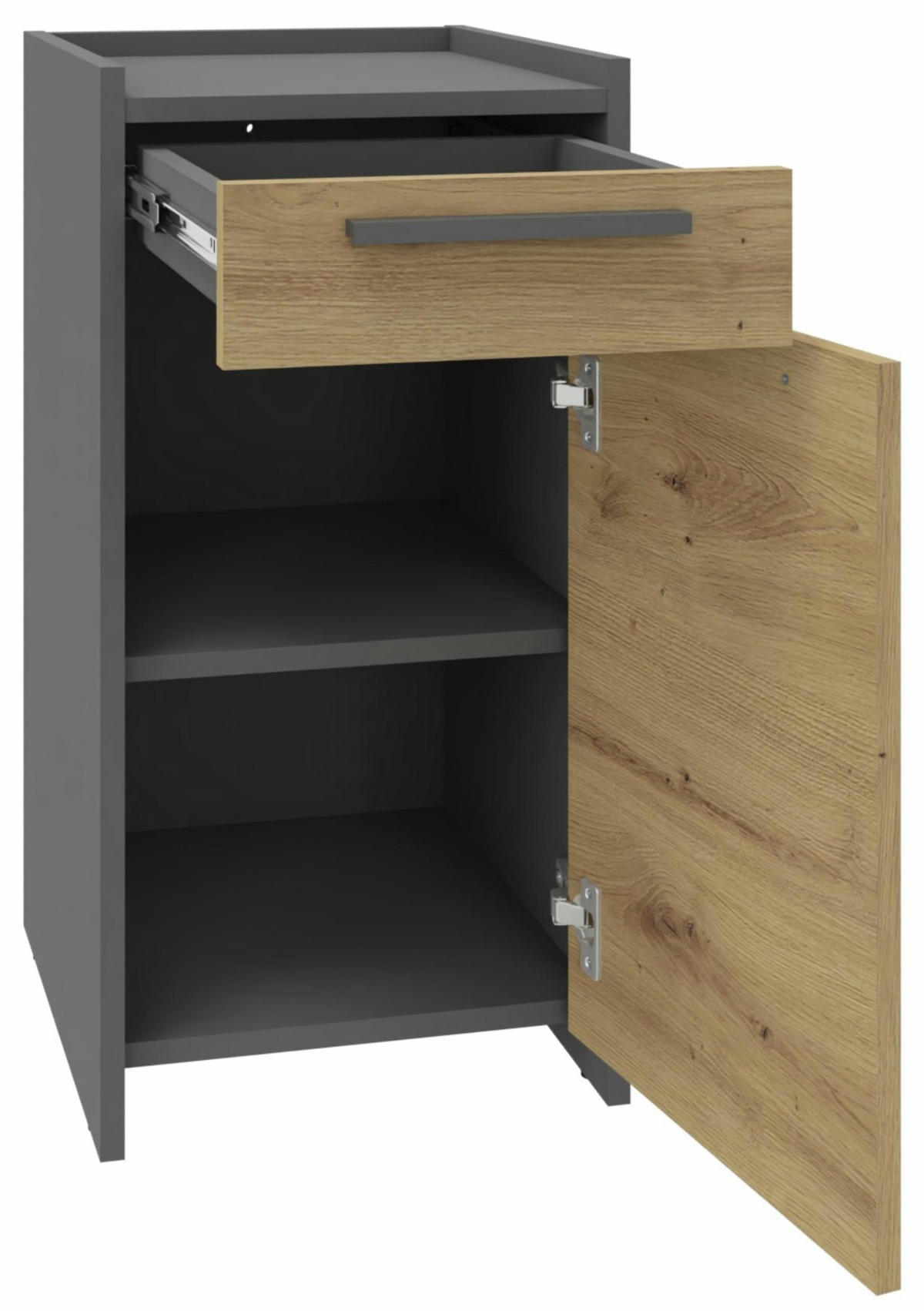 KOMMODE ALTIVO 1D1SN Anthrazit-Artisan Eiche 36/35,6/70,4 cm - Anthrazit/Eiche Artisan, Holzwerkstoff (36/70.4/35.6cm) - Matkam Möbel