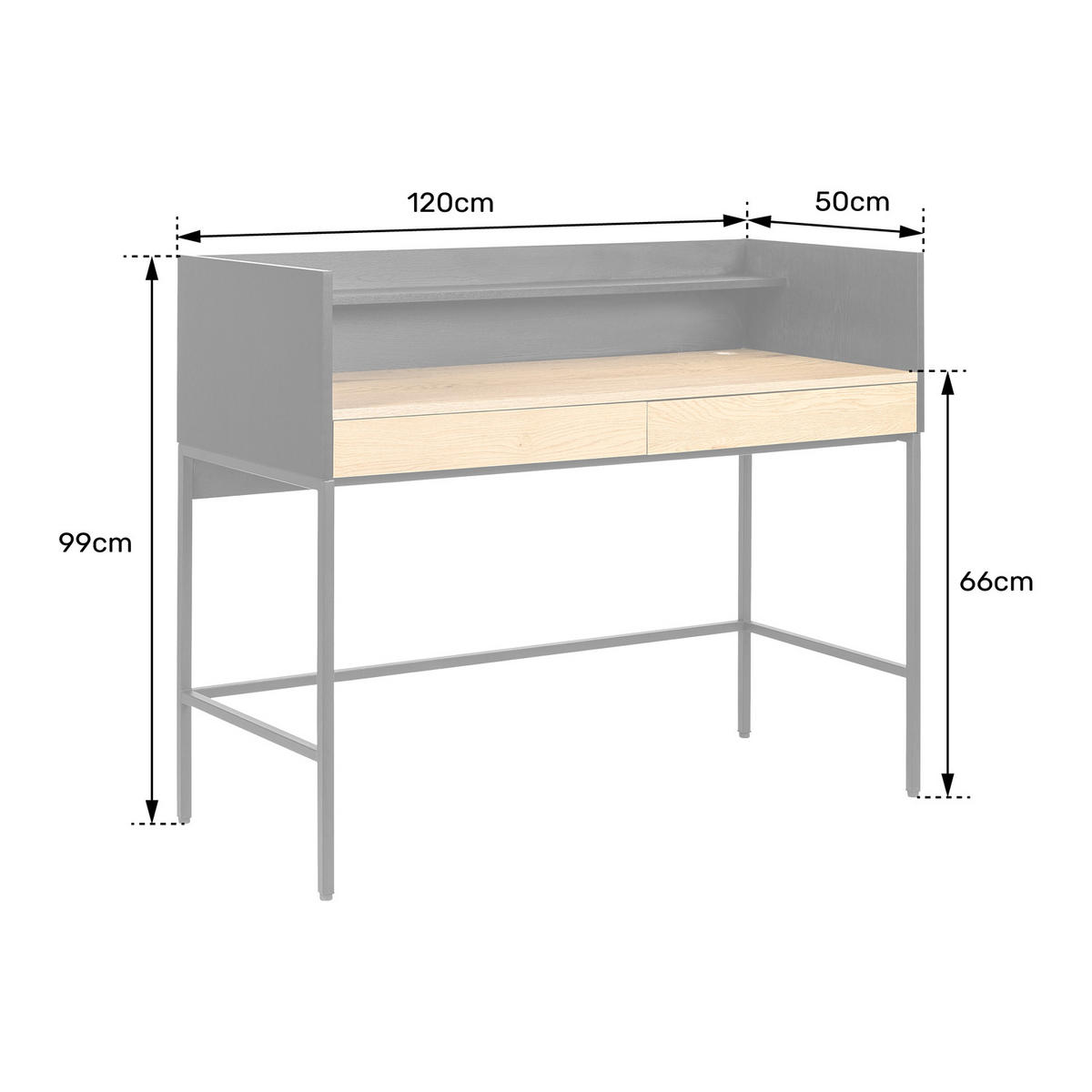 SCHREIBTISCH Arthur Holz und Schwarz - Braun, Holzwerkstoff (120/50/89cm) - Happy Garden