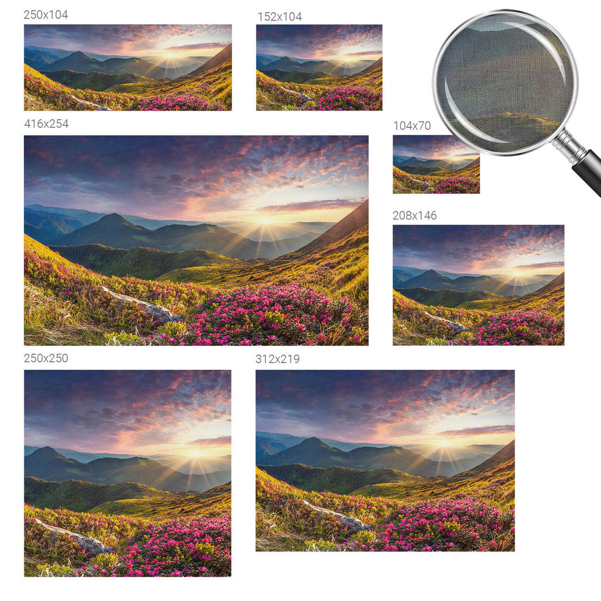 FOTOTAPETE 104x70 cm - Bergpanorama - Grün, Textil (104/70cm) - Wallfluent