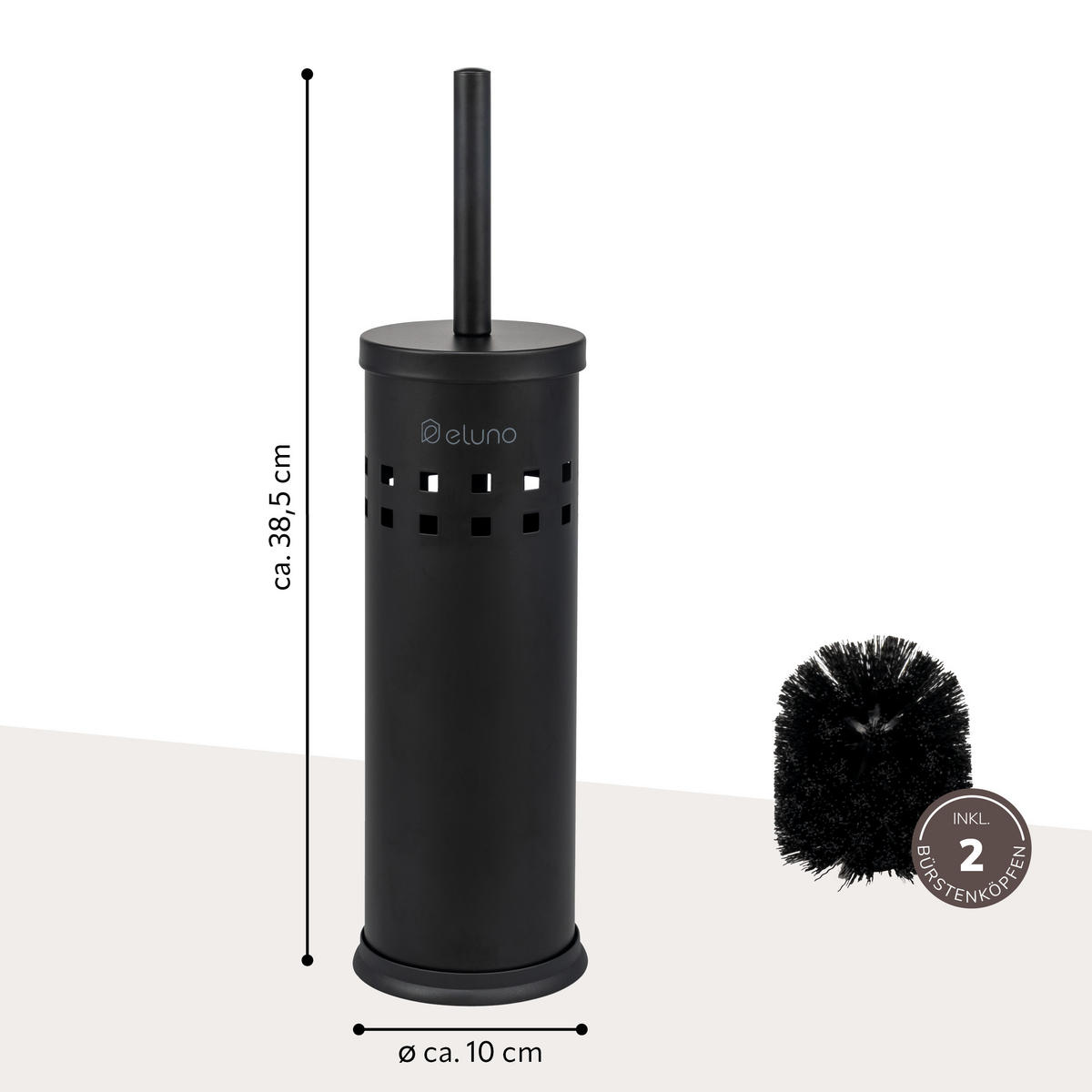 WC-GARNITUR AGLIANO, mit Lochdekor, Metall, schwarz - Schwarz, Metall (10/38.5/10cm) - eluno