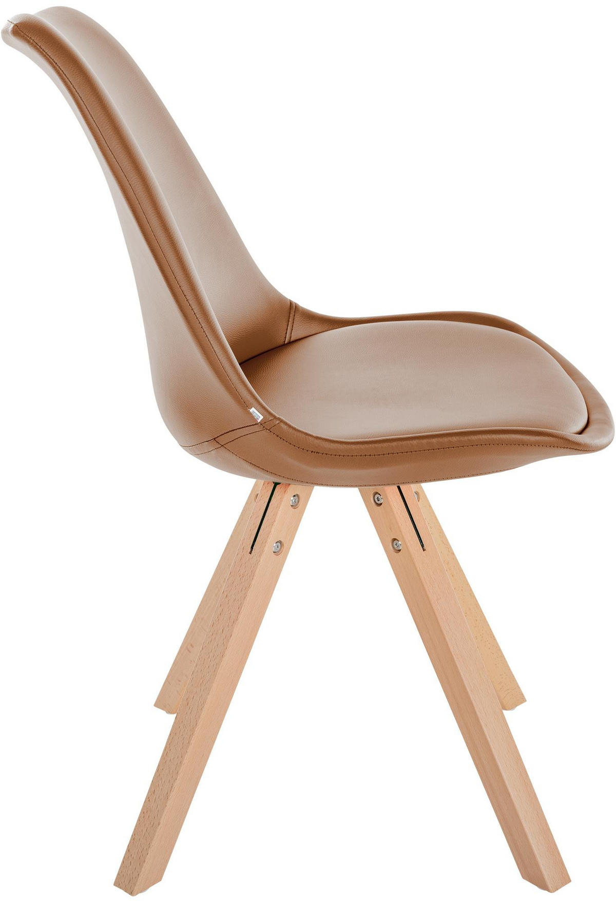 STUHL Lederlook braun - Naturfarben/Braun, Holz/Textil (48/81/54cm) - CLP