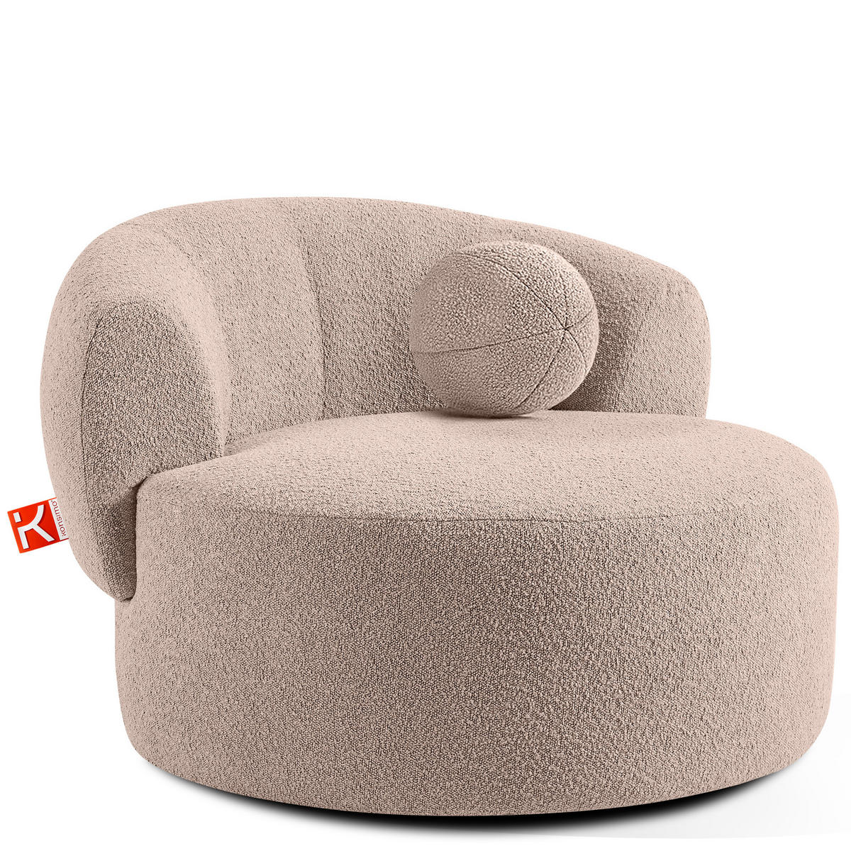 DREHSESSEL VIRA, Rosa, Bouclé - Pink/Schwarz, Holz/Holzwerkstoff (105/76/100cm) - KONSIMO®