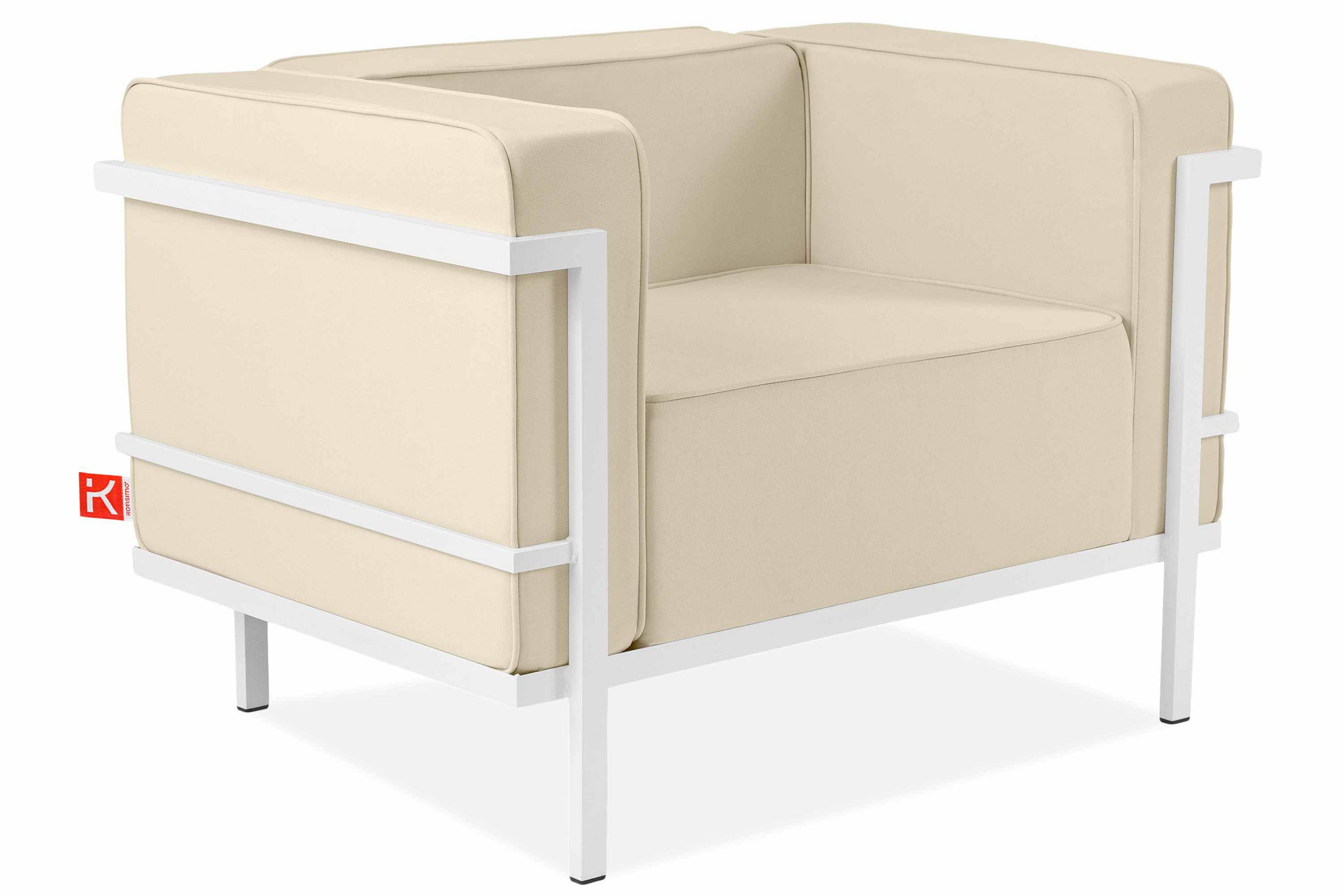 GARTENSESSEL TRIGLO Stahlgestell, Modern, Weiß/Cremeweiß - Creme/Weiß, Textil/Metall (99/70/69cm) - KONSIMO®