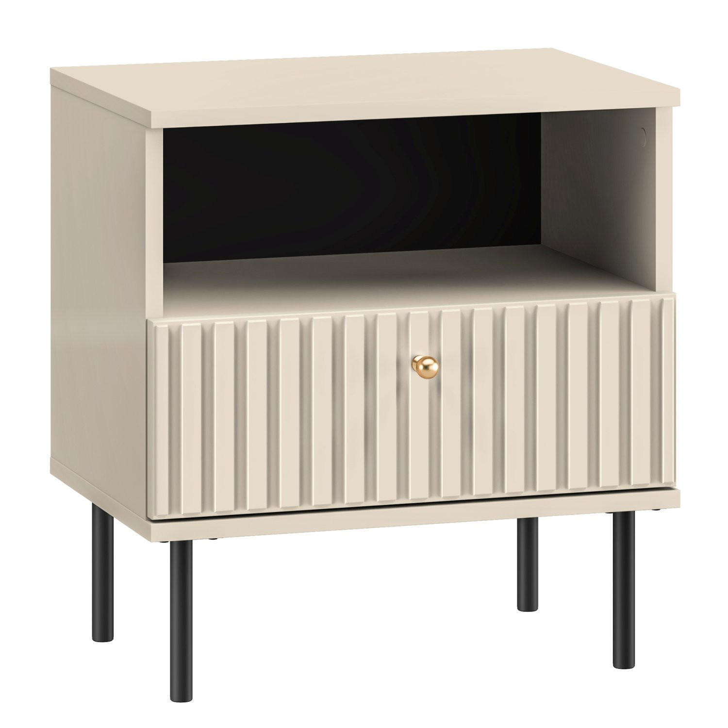 NACHTTISCH Caletto Beige 50 cm - Beige/Goldfarben, Holzwerkstoff/Metall (50/53/34cm) - Selsey