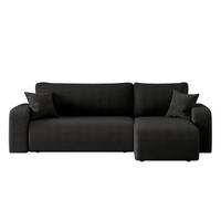 ECKSOFA L-FORM Schlaffunktion Und Bettkasten Eckcouch MILANO L Stoff Dicker Cord Schwarz Rechts - Schwarz, Holz/Textil (244/142cm) - Kaiser Möbel