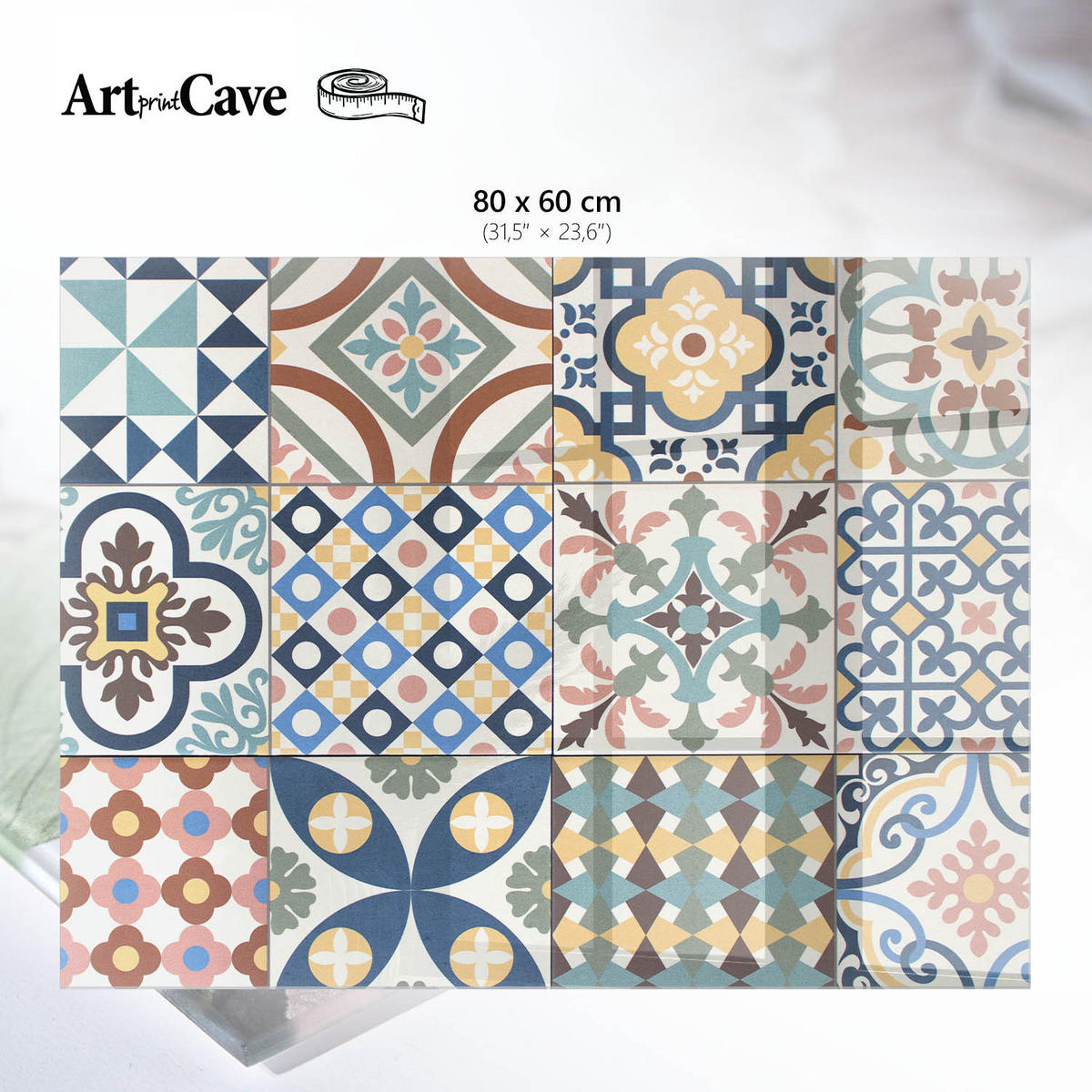 GLASPLATTE 80x60 cm – Mosaikmuster - Grau, Glas (0.4/80/60cm) - ArtPrintCave