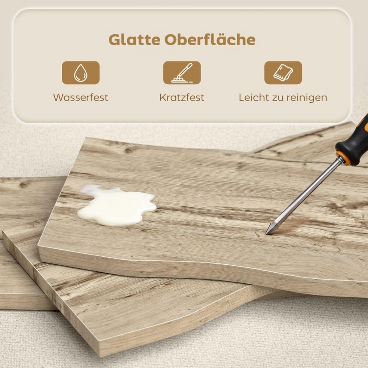 COUCHTISCH aus Holz 100x50x45 cm Eiche mit Stahlbeinen - Eichefarben, Holzwerkstoff (100/50/45cm) - IVMEU
