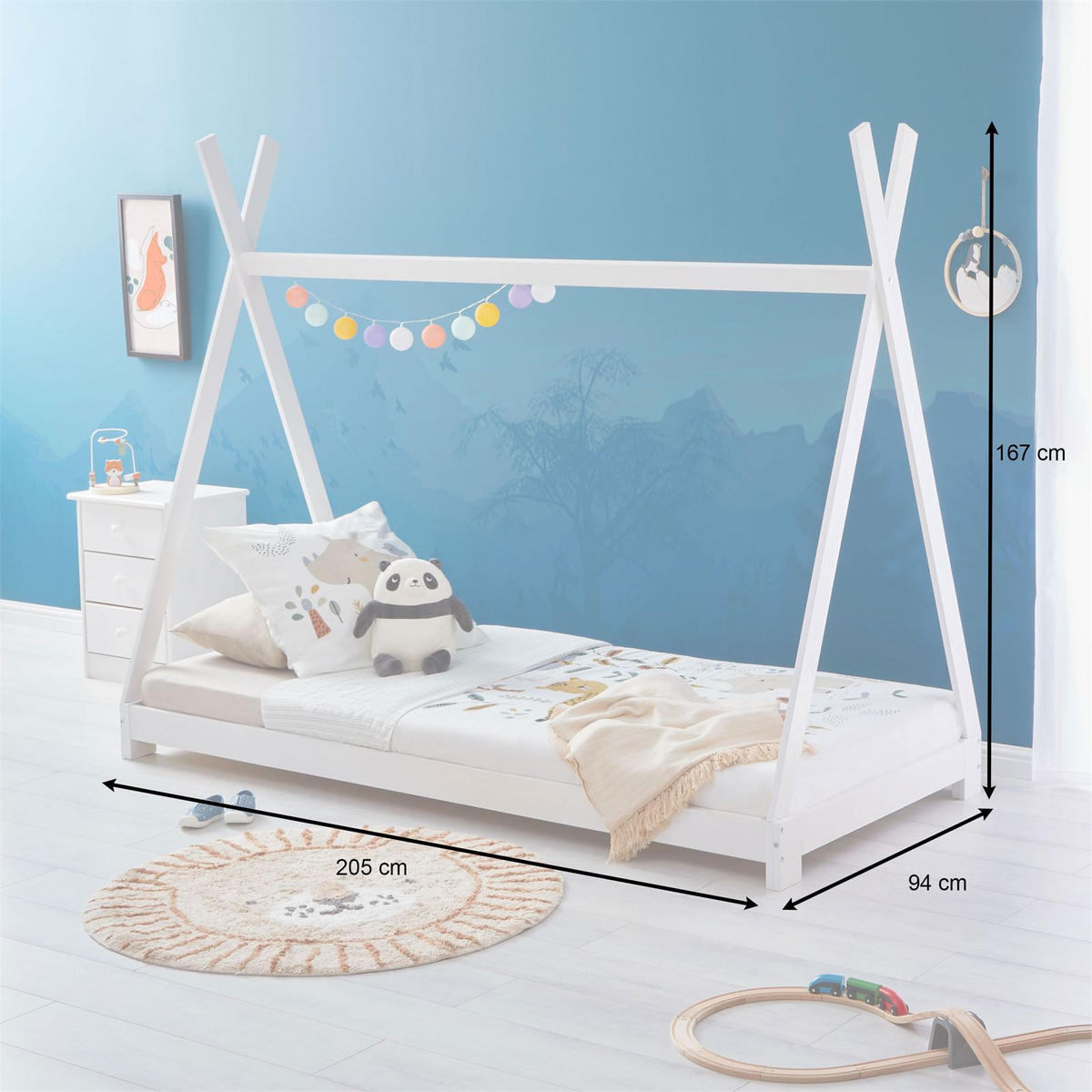 TIPIBETT ELIN 90x200 cm weiß - Weiß, Holz (95/167/205cm) - IDIMEX