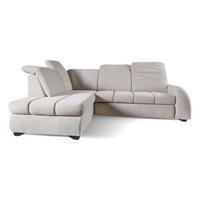ECKSCHLAFSOFA Onel mit bewegliche Kopfstützen, Beige, Links - Beige/Schwarz, Textil (263/200cm) - Beautysofa