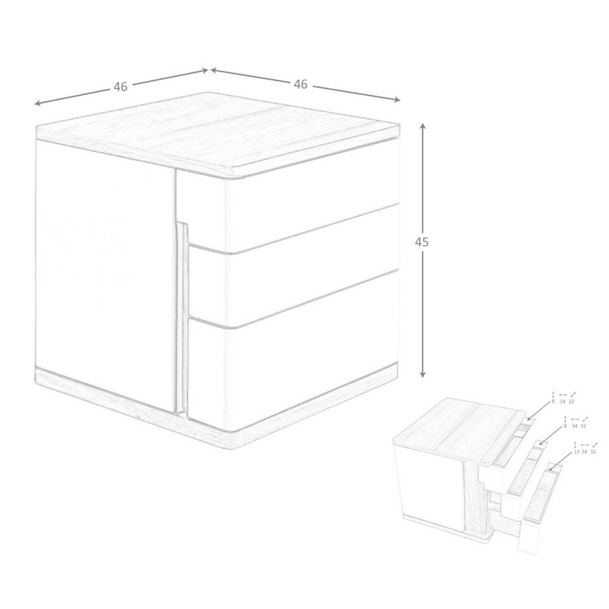 NACHTSCHRANK Nachttisch aus grauem Holz und Nussbaum 46/46/45 cm - Walnussfarben/Grau, Holz (46/45/46cm) - ANGEL CERDA