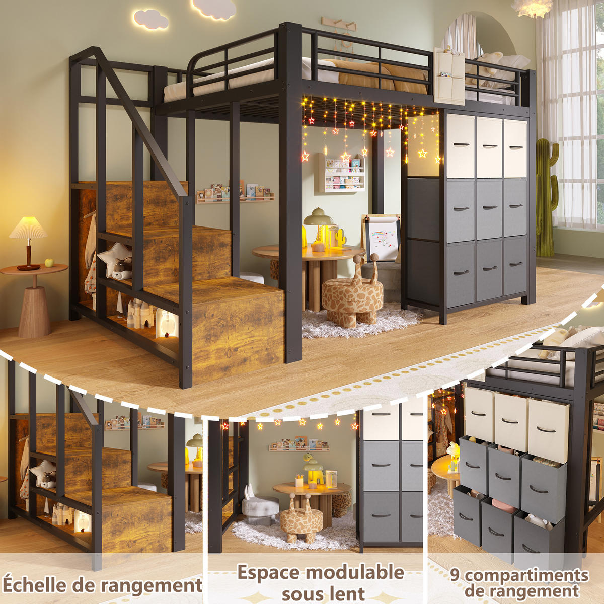 HOCHBETT 140x200 cm Schubladen schwarz - Schwarz, Holzwerkstoff (140/200cm) - Fortuna Lai