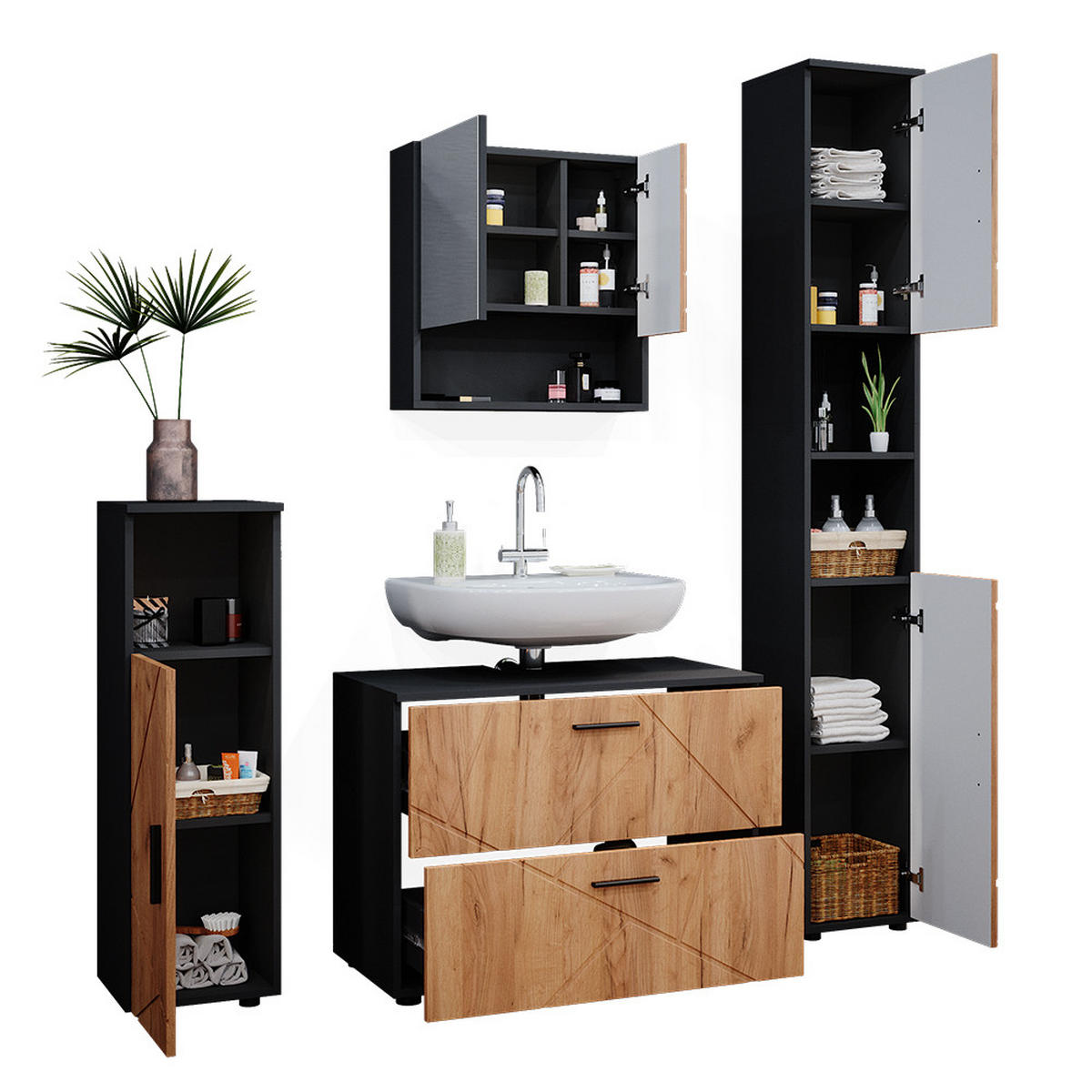 Honigeiche/Anthrazit, Holzwerkstoff (80/58/41cm) - Vicco