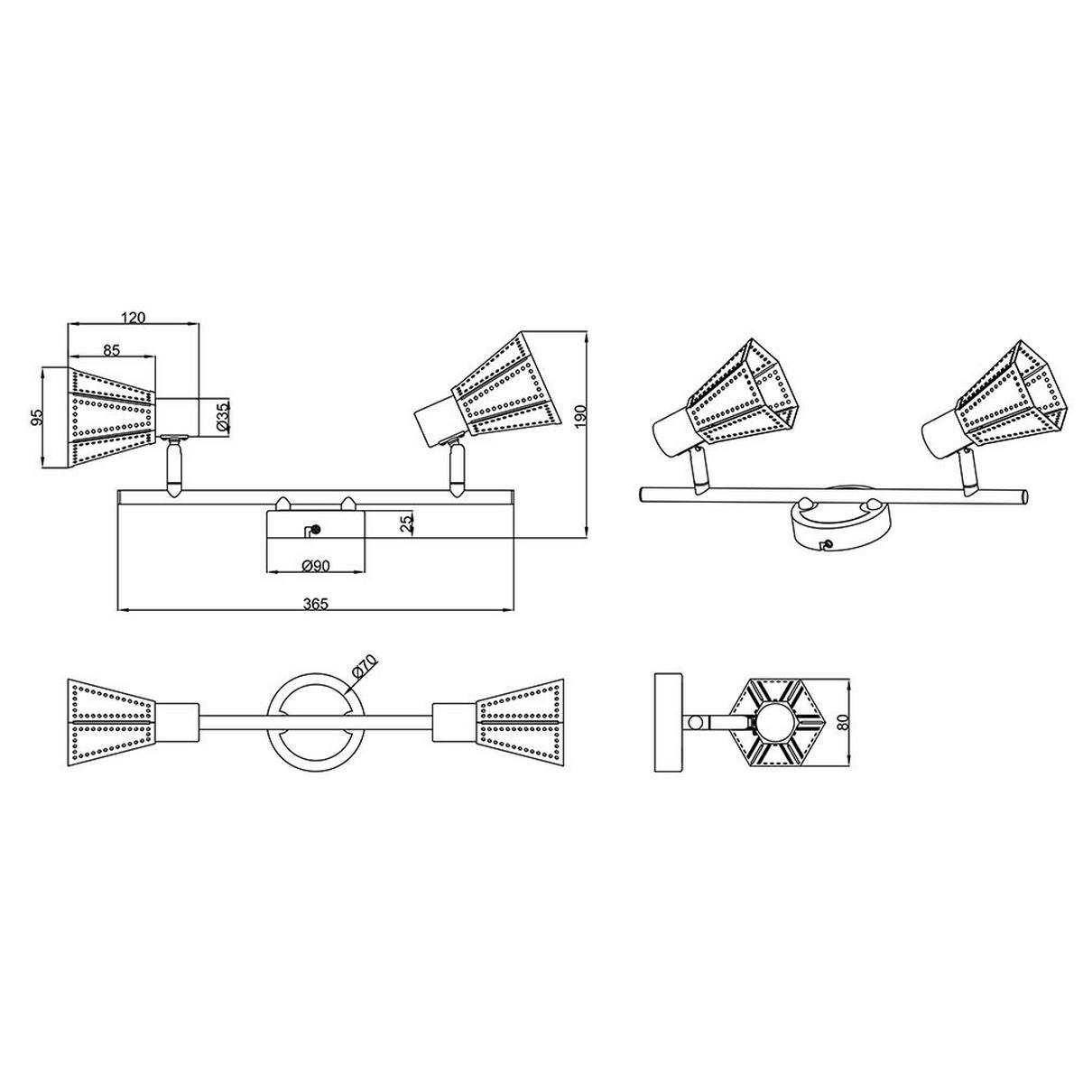 LED DECKENLEUCHTE Metall Schwarz-Gold HOUSTON - Schwarz, Metall (36.5/9.5/19cm)